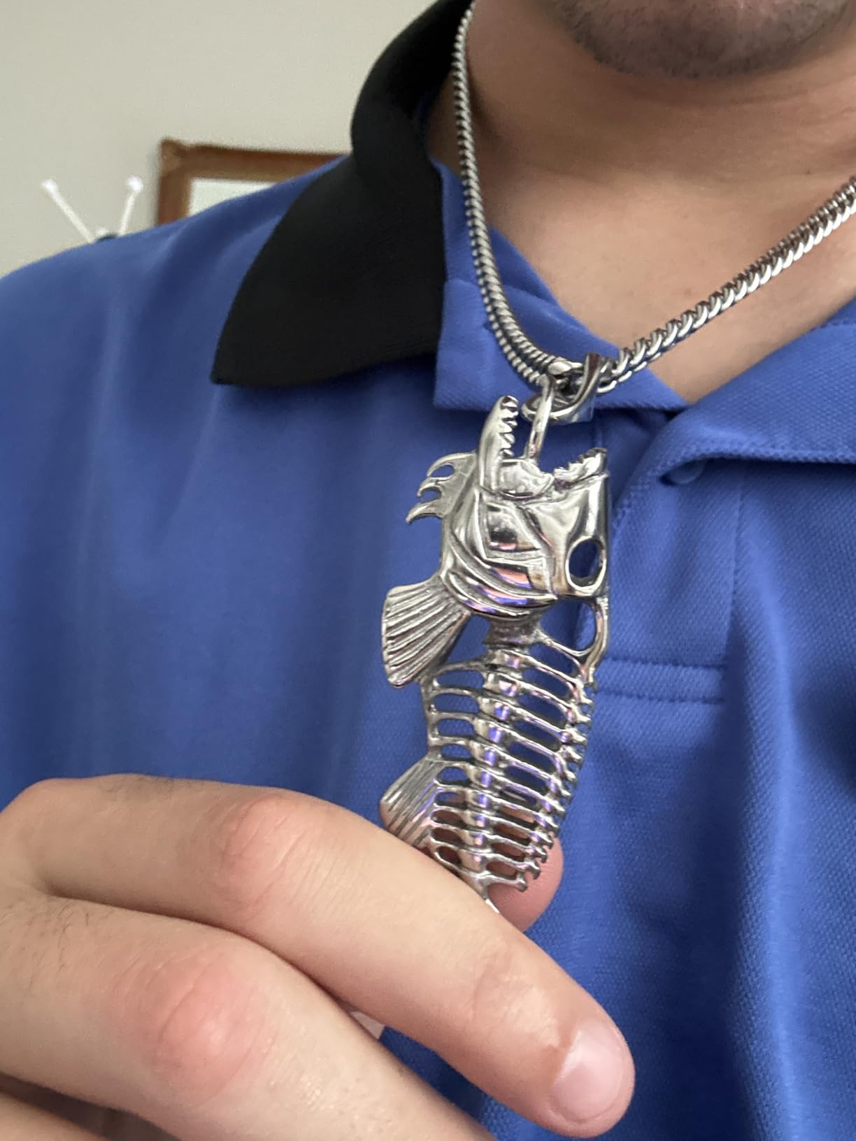 U7 Stainless Steel Shark Necklaces,18K Gold Plated Dolphin/Swordfish/Shark Pendant Necklace,Punk Mens Jewelry Customer Review U7 Stainless Steel Shark Necklaces,18K Gold Plated Dolphin/Swordfish/Shark Pendant Necklace,Punk Mens Jewelry - Customer Photo 1