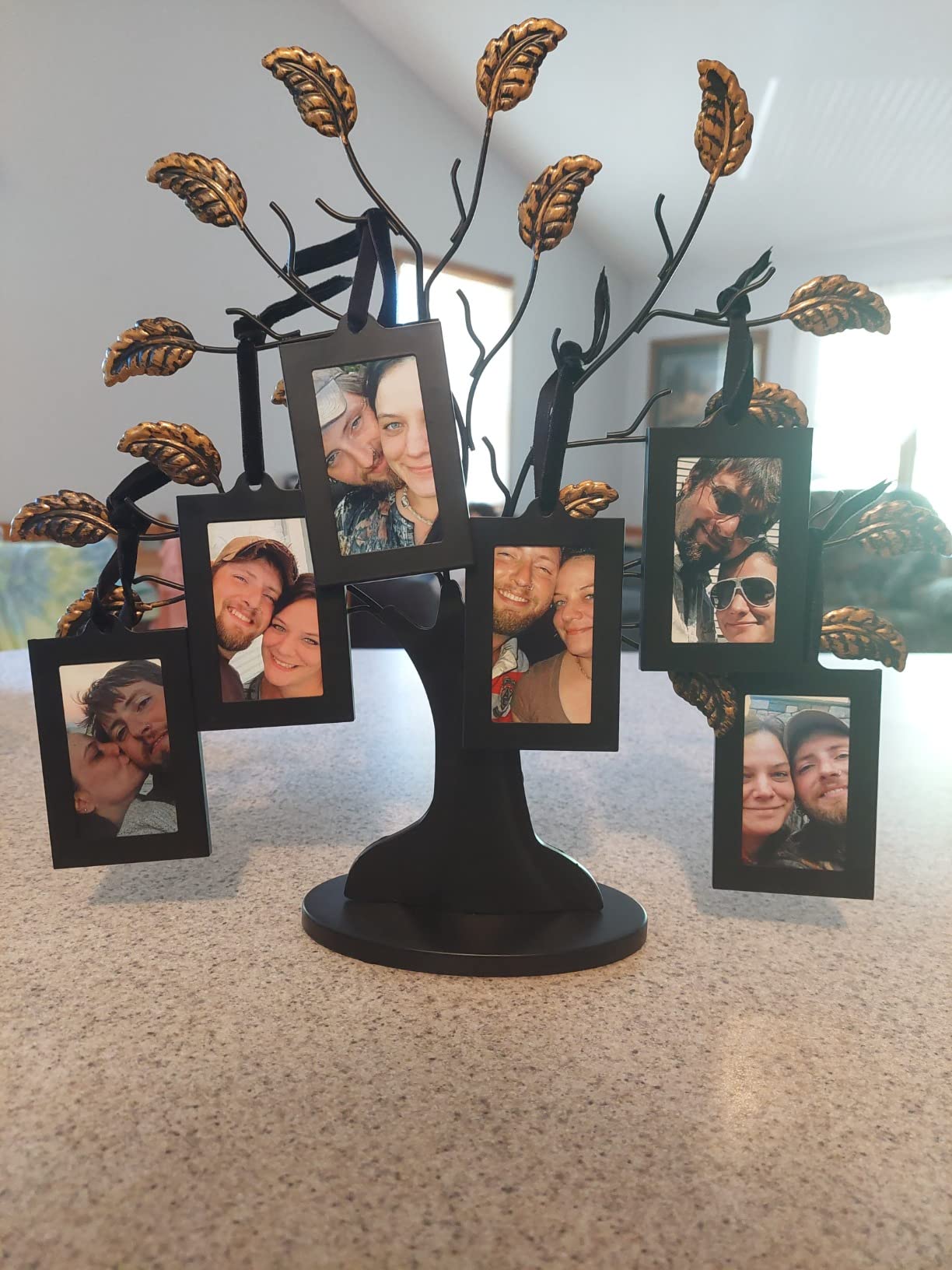 Family Tree Picture Frame - Includes 6 Hanging 2x3 Picture Frames - Adjustable Ribbon Tassels - Ideal as Mother's Day Gifts, Birthday Gifts, or Christmas Decor - Black and Bronze - Customer Photo 1