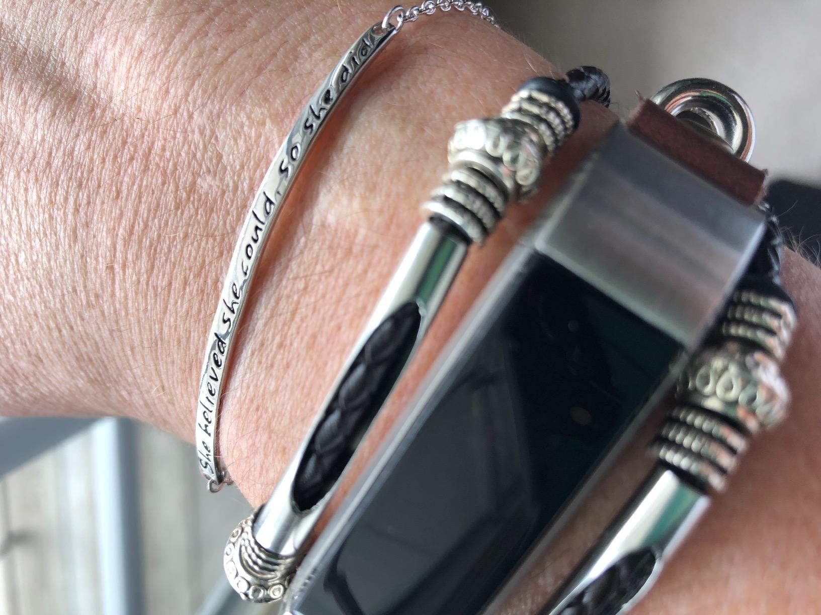 925 Sterling Silver Women Engraved Inspirational Adjustable Bracelet Friendship Sister 