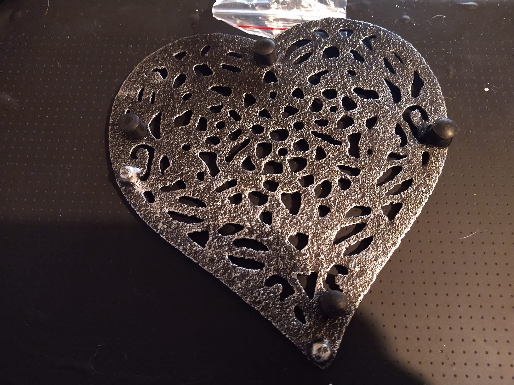 Cast Iron Heart Trivet | Decorative Cast Iron Trivet for Kitchen Countertop Or Dining Table | Vintage Design | 6.75X6.5 | with Rubber Pegs/Feet - Recycled Metal | Silver with Black - Customer Photo 1
