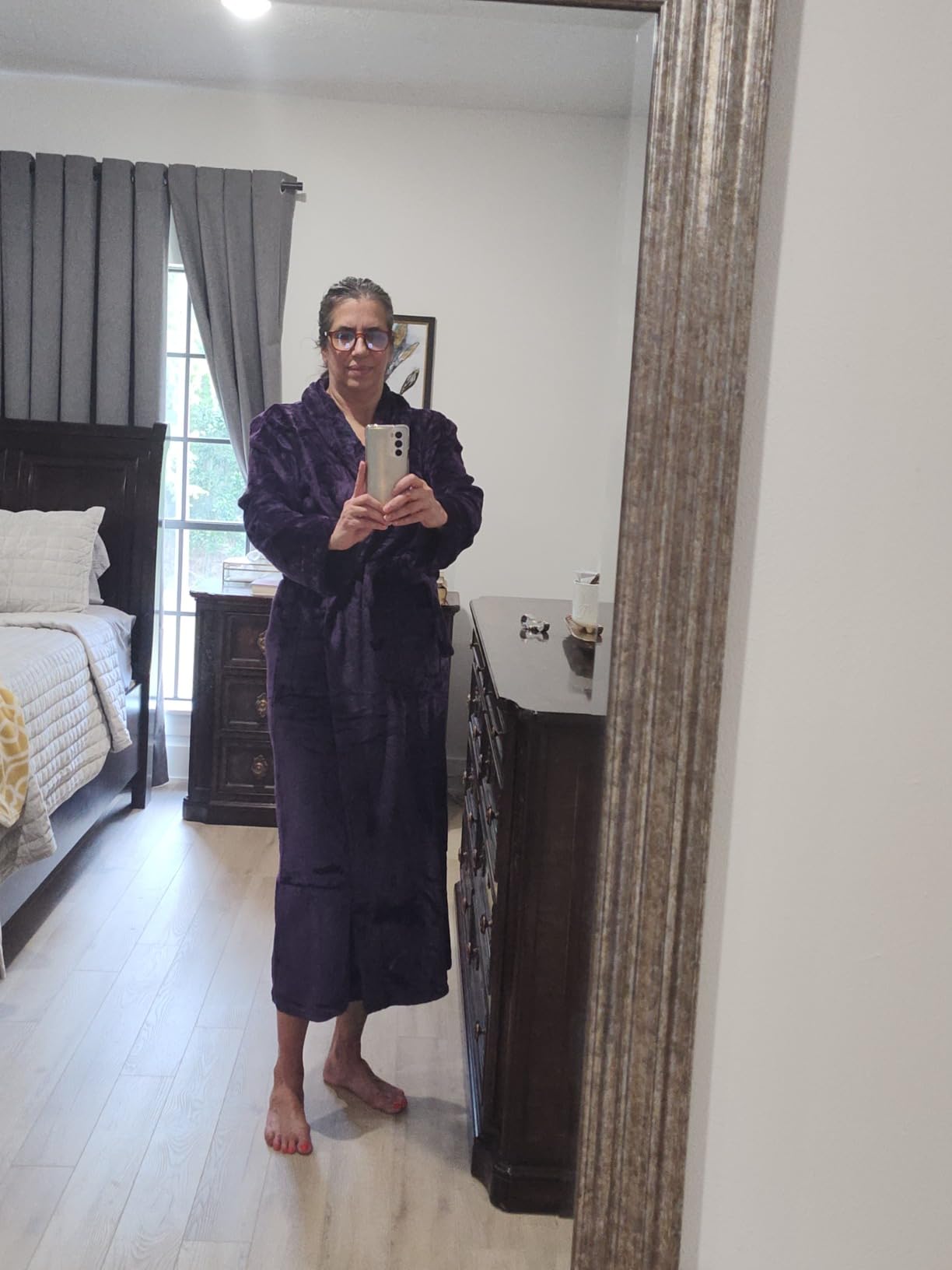 Hellomamma Long Bath Robe for Womens Plush Soft Fleece Bathrobes Nightgown Ladies Pajamas Sleepwear Housecoat - Customer Photo 2