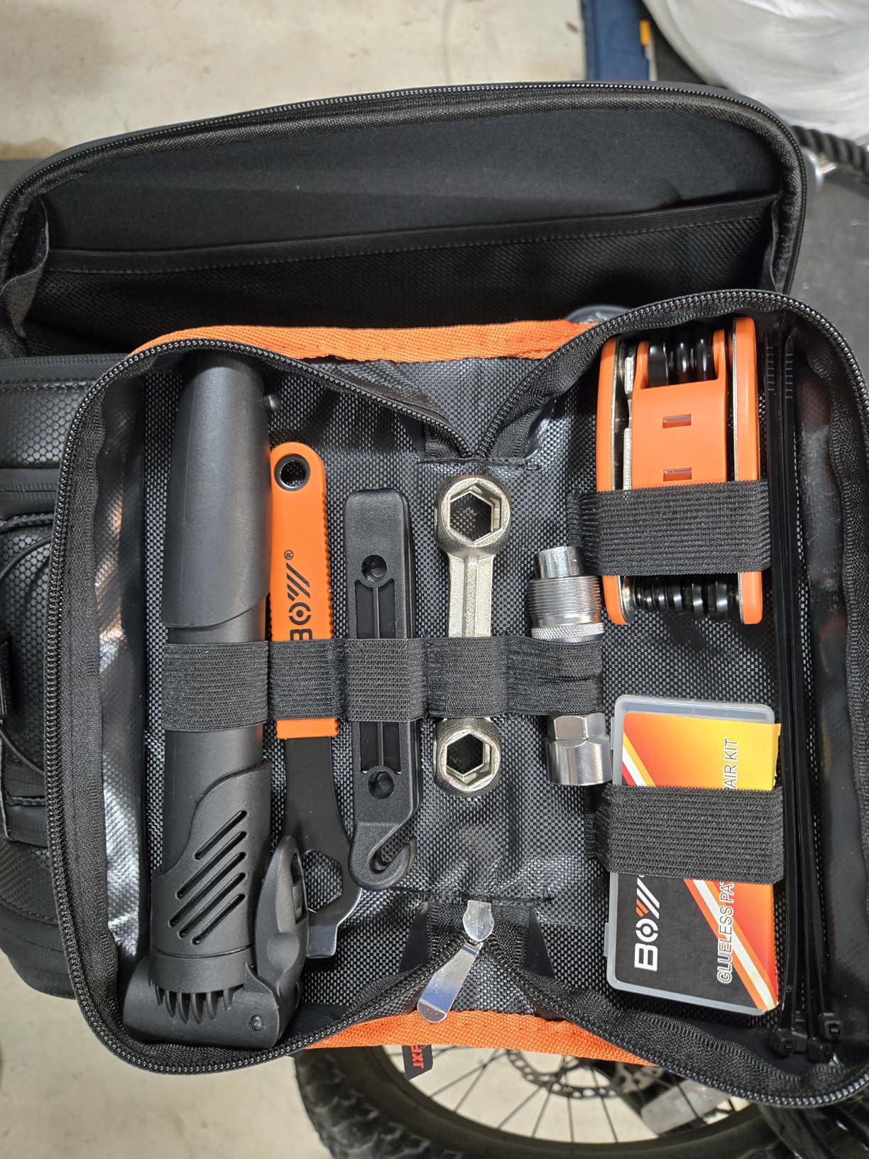 Bicycle Repair Bag With Tire Pump, Portable Tool Kit for Camping Travel - Bike Glueless Patches, Maintenance Essentials All in One Safety Kit - Customer Photo 2