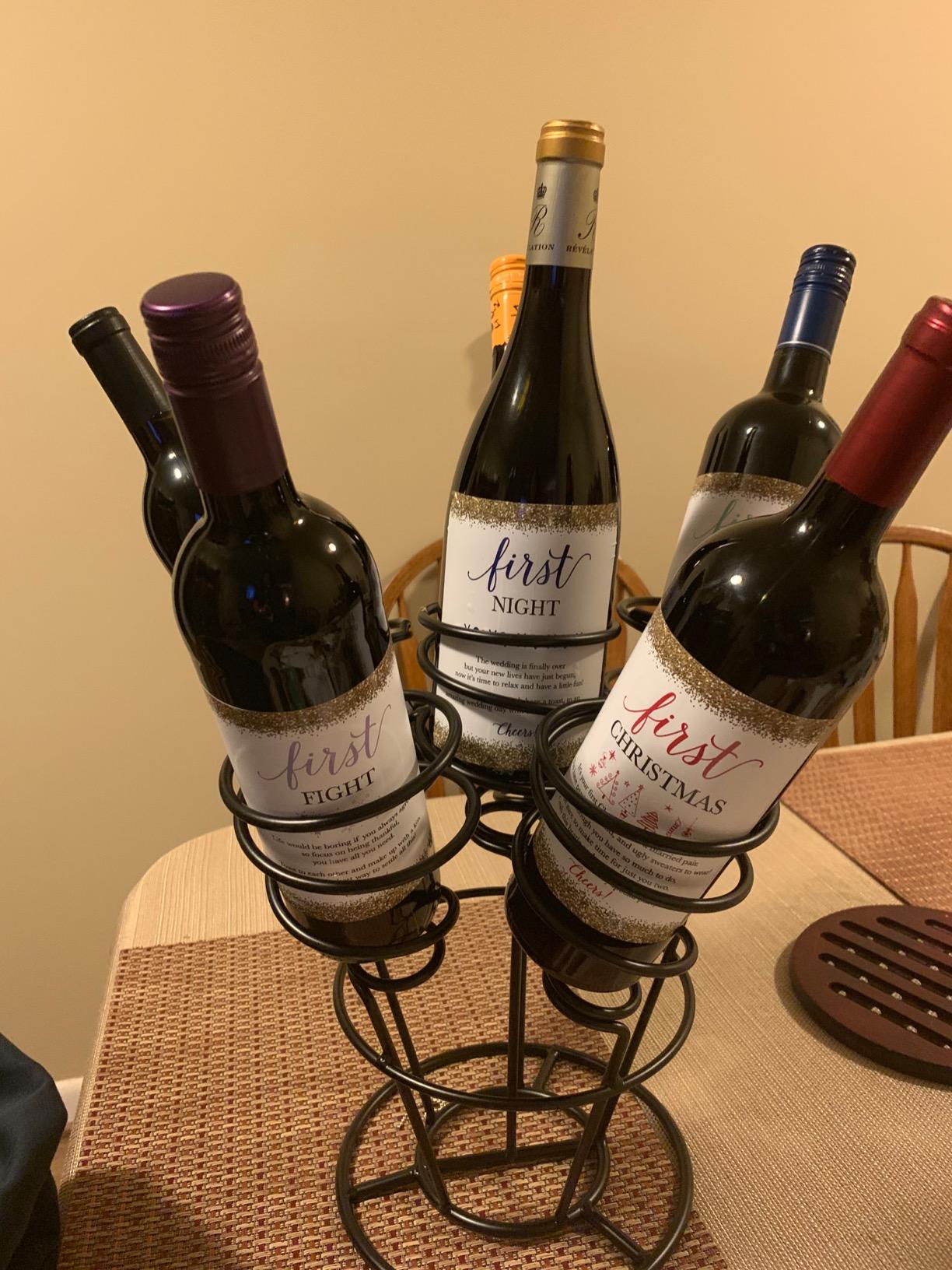 6 Wedding Milestones Gift Wine Bottle Labels or Sticker Covers, Bridal Shower, Bachelorette Engagement Party Present, Perfect Best Registry For Bride To Be, Firsts For The Newlywed Couple Basket Ideas - Customer Photo 1