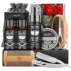 Isner Mile Beard Grooming Kit for Men Care: Trimming Sets with Beard Wash - Oil - Balm - Brush - Comb & Straight Razor, Birthday Christmas Gifts Mens Stocking Stuffers for Him Boyfriend Dad Husband - Customer Photo 2