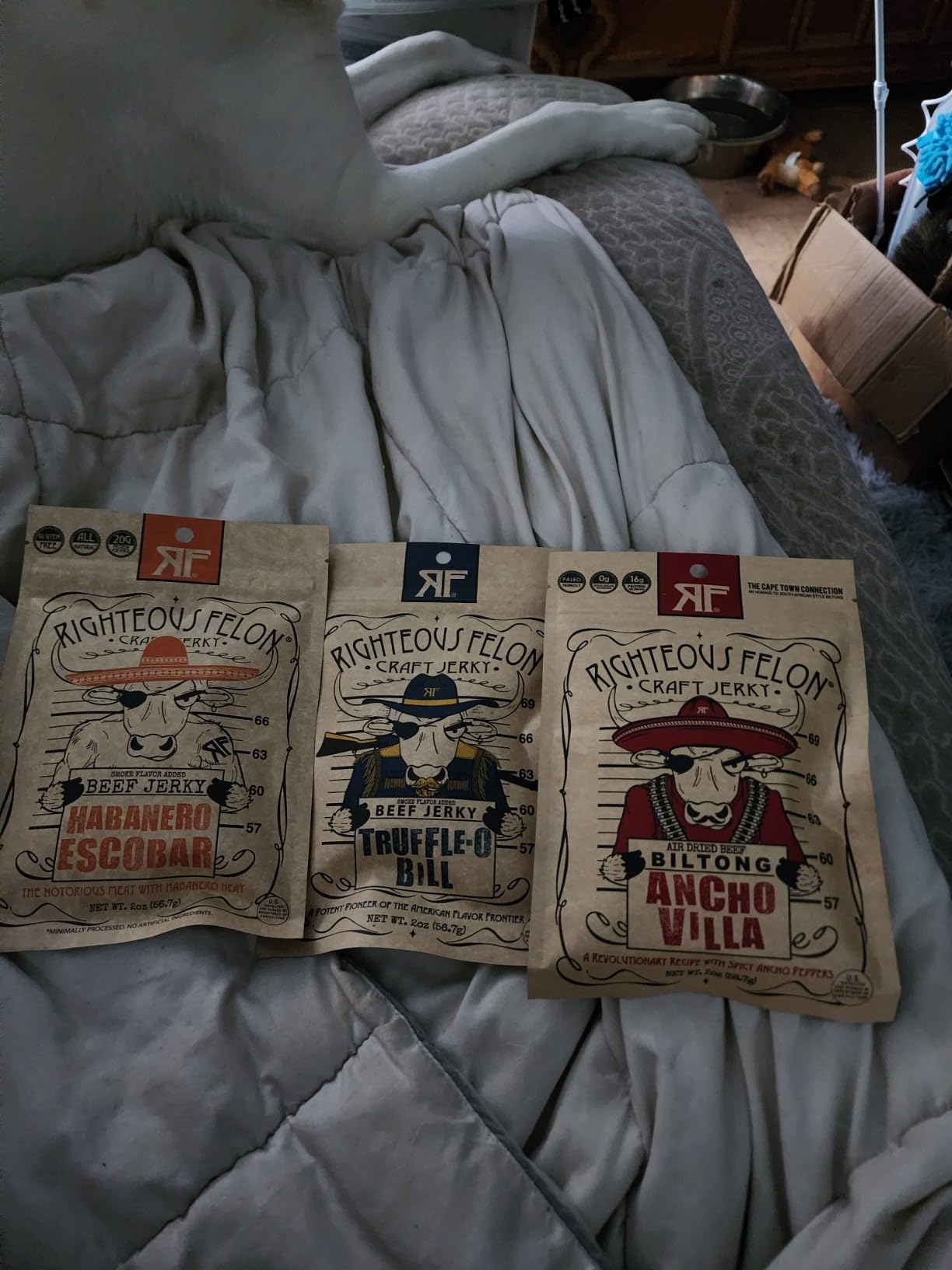 Righteous Felon Beef Jerky & Meat Sticks Variety Pack | Gluten Free Beef Jerky Snack Packs for Adults | High Protein, Keto, Low Sugar | Made with Premium Meats | Gifts for Men | Spicy Jerky 6 Pack Customer Review Righteous Felon Beef Jerky & Meat Sticks Variety Pack | Gluten Free Beef Jerky Snack Packs for Adults | High Protein, Keto, Low Sugar | Made with Premium Meats | Gifts for Men | Spicy Jerky 6 Pack - Customer Photo 2