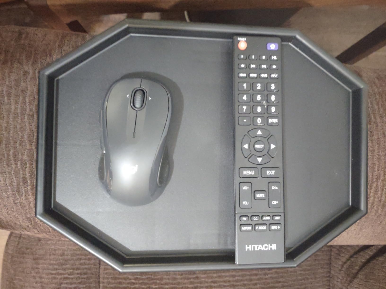 Sofa Arm Clip Table, Armrest Tray Table, Drinks/Remote Control/Snacks Holder (Platic, Brown) - Customer Photo 1