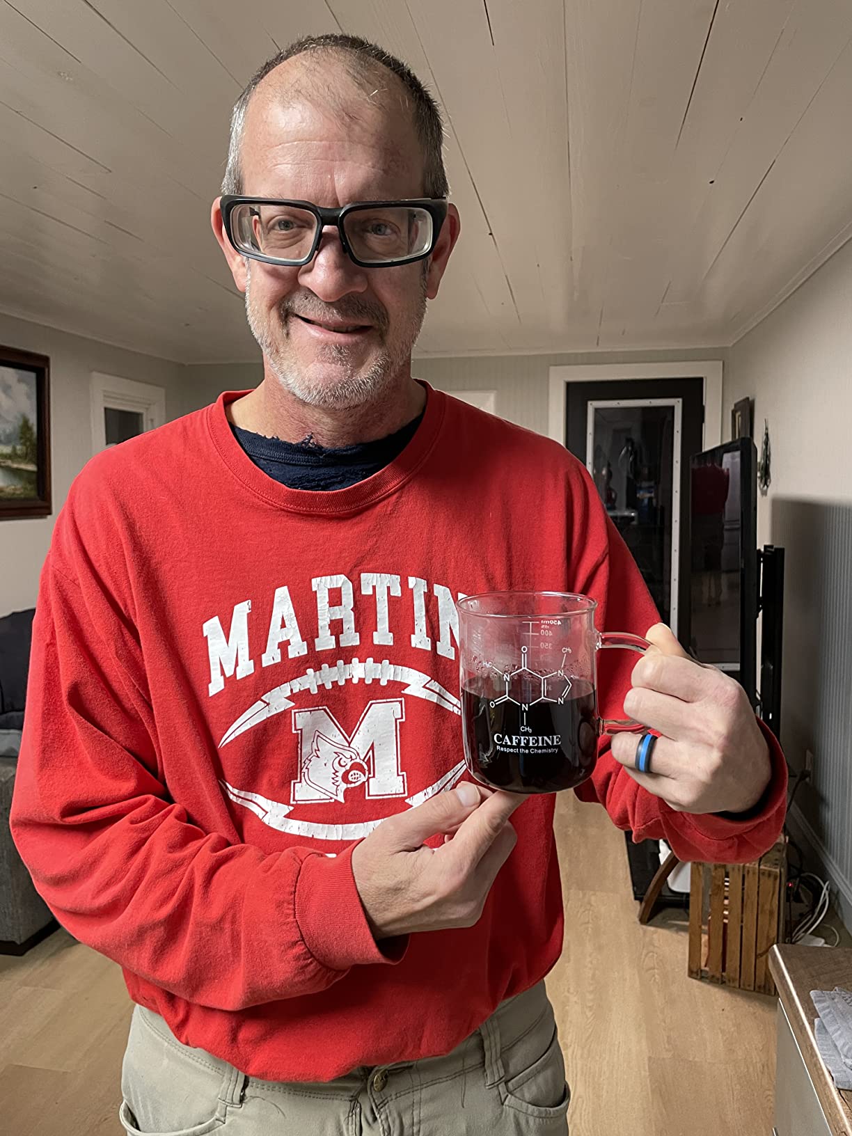 Caffeine Beaker Mug, Caffeine Molecule Mug - Chemistry Mug 16 oz Borosilicate Glass Coffee Mugs with Handle and Measuring for Coffee, Latte, Tea or Hot and Cold Beverage - Tea Coffee Mug - Customer Photo 2