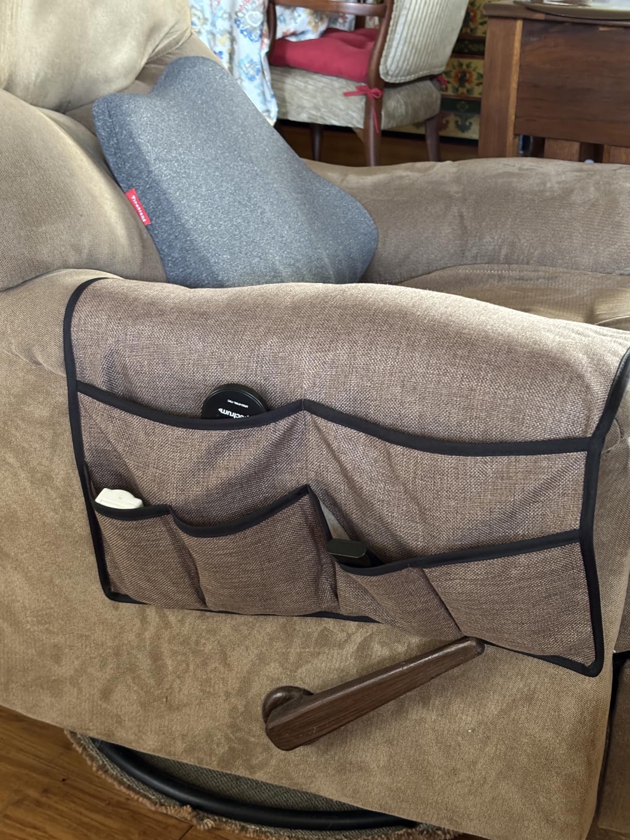 Joywell Armchair Caddy for Couch Remote Control Holder Recliner Armrest Organizer Non Slip Sofa Arm Chair Caddie with 6 Pocket Storage for Magazine, Tablet, Phone, iPad, Chocolate - Customer Photo 2