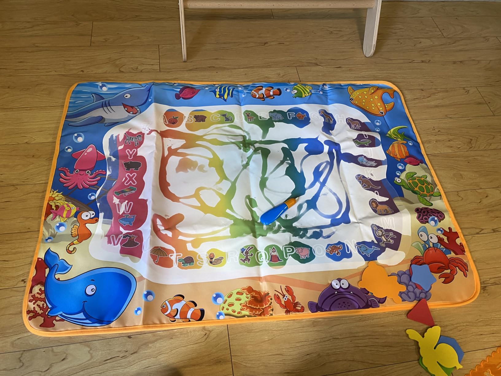 Water Doodle Mat - Kids Painting Writing Color Doodle Drawing Mat Toy Bring Magic Pens Educational Toys for Age 2 3 4 5 6 7 Year Old Girls Boys Age Toddler Gift - Customer Photo 1