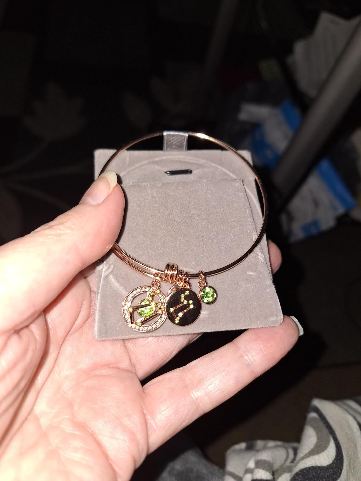 Leafael Superstar Zodiac Expandable Bangle Bracelet Made with Premium Crystals Horoscope Constellation October November Birthstone Topaz Brown Jewelry, Rose Gold Plated, 7