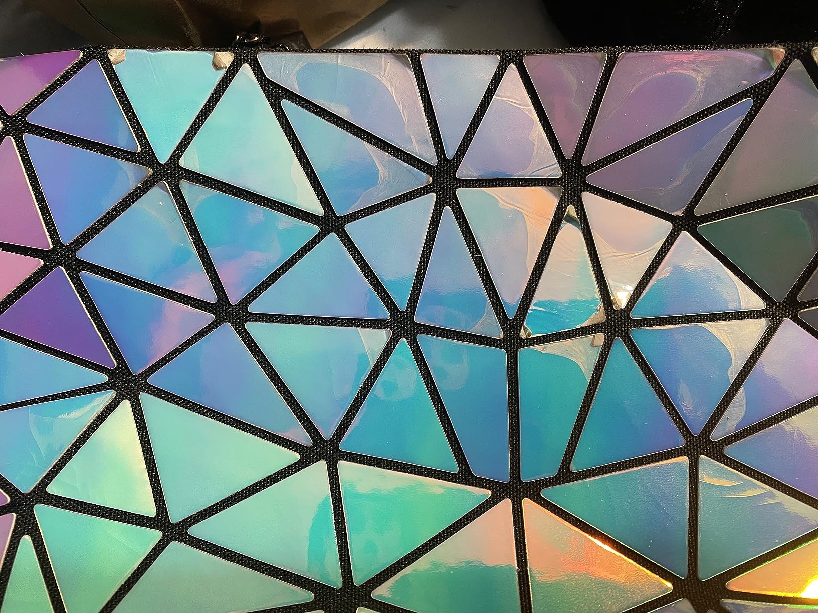 Goclothod Fashion Holographic Laser Shoulder Bag Geometric Envelope Clutch Chain Crossbody Purse - Customer Photo 2