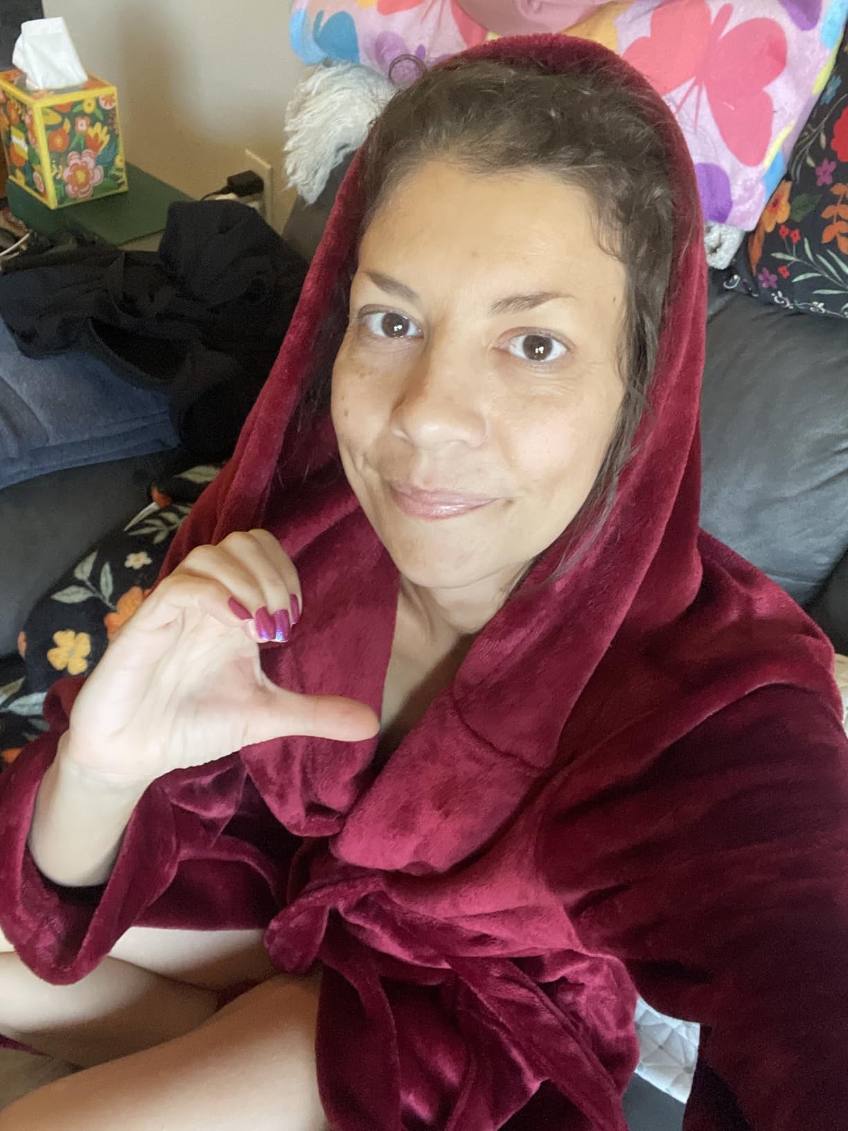 HEARTNICE Womens Hooded Fleece Robe, Soft Bathrobe for Womens, Cute Long House Coat - Customer Photo 1