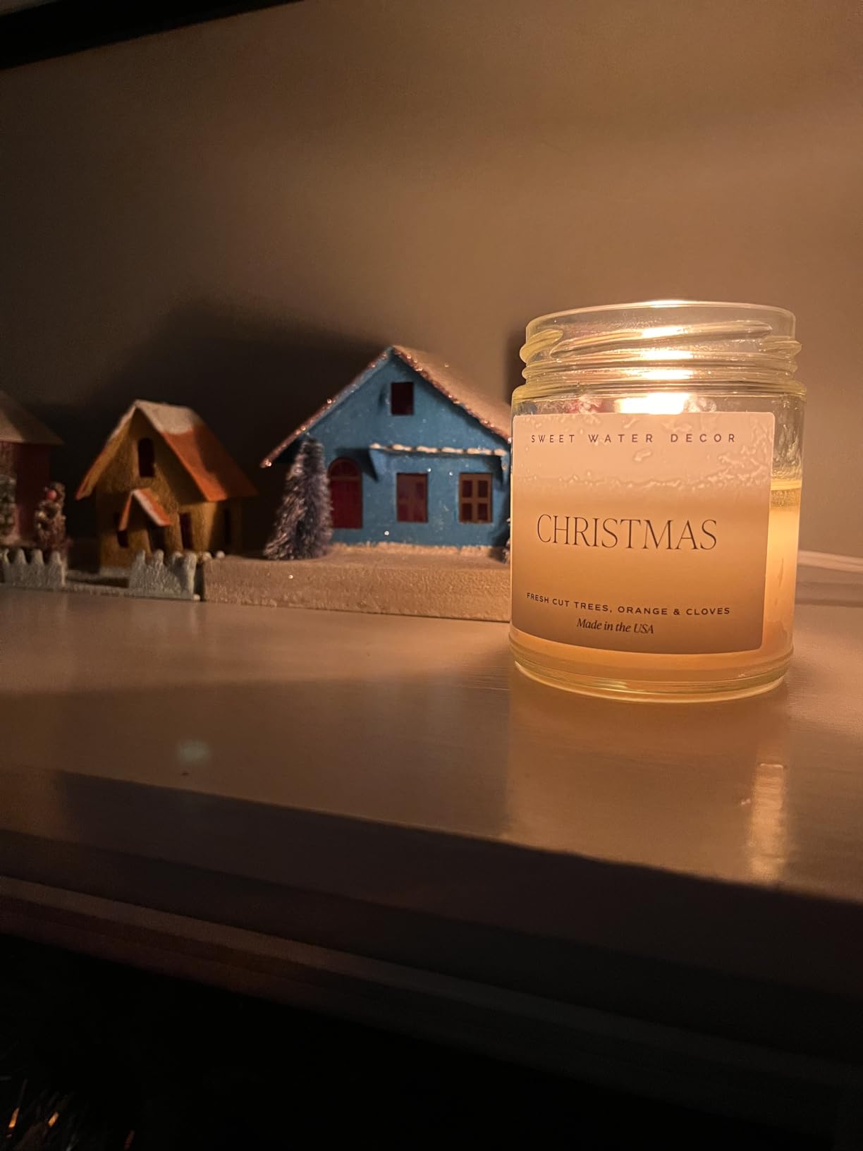 Sweet Water Decor Warm and Cozy Candle - Pine Cinnamon & Fir Winter Scented Soy Candles for Home | 9oz Clear Jar, 40 Hour Burn Time, Made in The USA - Customer Photo 2