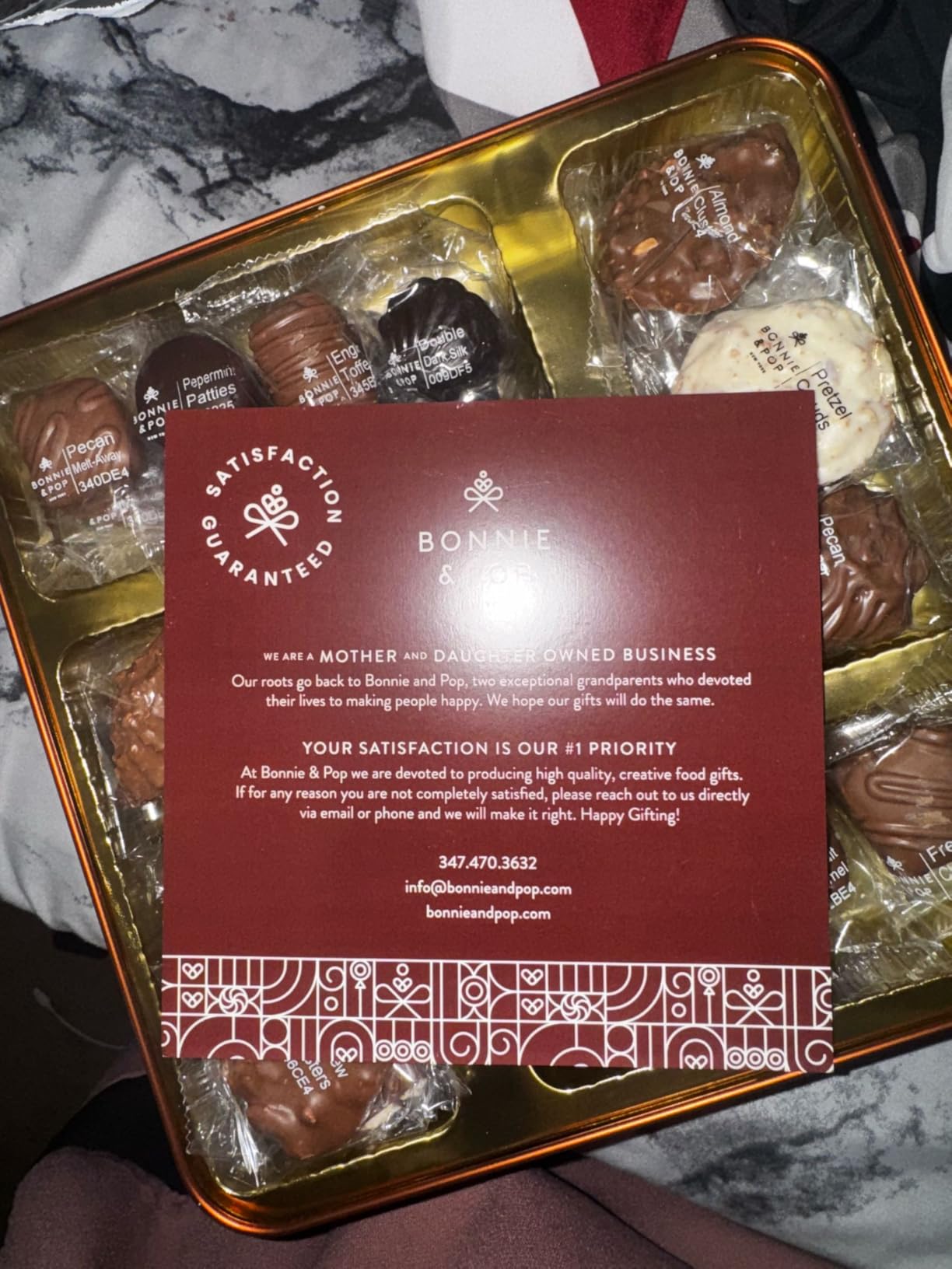 Chocolate Gift Basket, Candy Food Gifts Arrangement Platter, Gourmet Snack Box, Thanksgiving, Christmas, Holiday Present Idea, Corporate Him & Her, Men Women Sympathy Family Parties & Get Well- Bonnie & Pop - Customer Photo 2