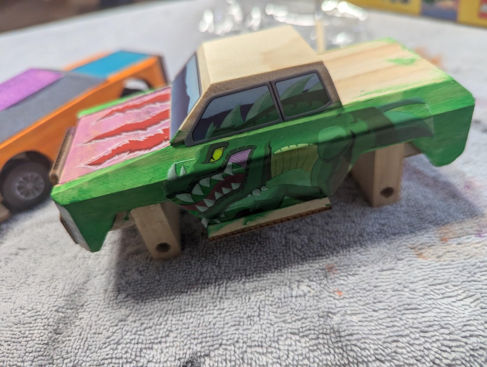 JOYIN Kids Craft Kit Build & Paint Your Own Wooden Race Car Art & Craft Kit DIY Toy Make Your Own Car Truck Toy Construct and Paint Kit, Presents for Kids - Customer Photo 2