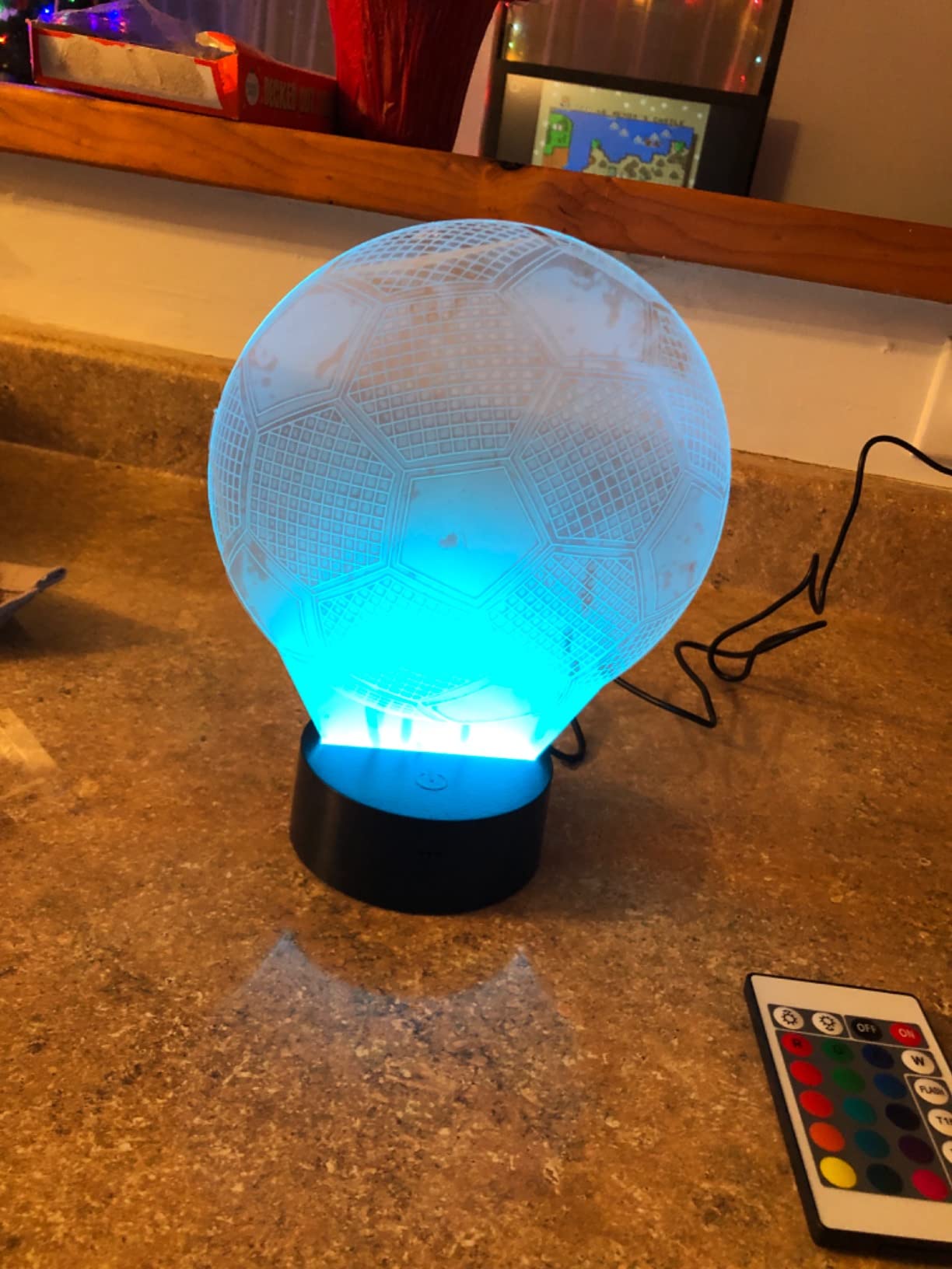 FULLOSUN Kids Night Light Soccer 3D Optical Illusion Lamp with Remote Control 16 Colors Changing Football Birthday Xmas Valentine's Day Gift Idea for Sport Fan Boys Girls - Customer Photo 1