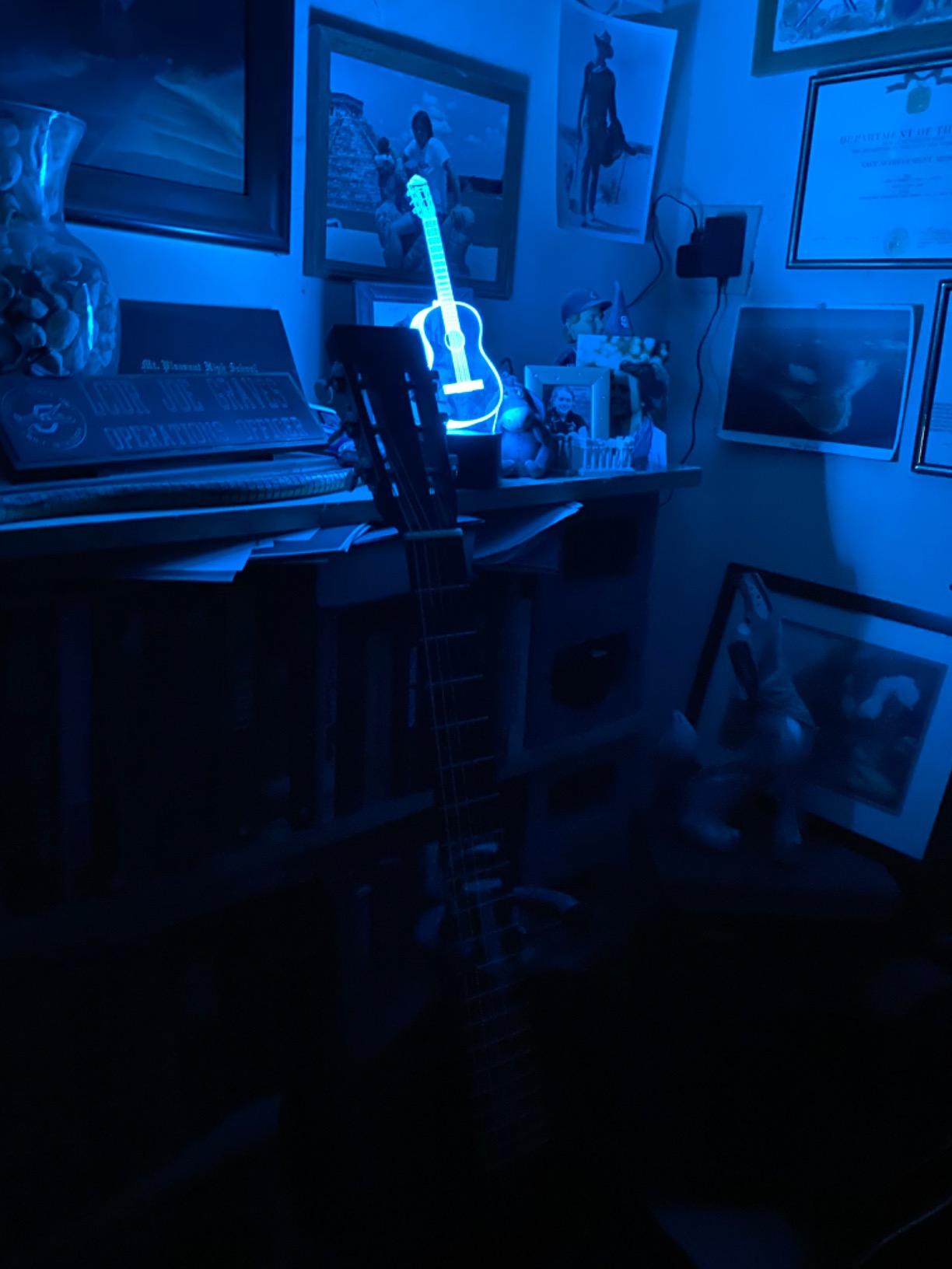 FULLOSUN 3D Night Light Guitar Gifts for Music Lover, 3D Illusion Lamp with Remote Control &16 Colors Changing Amazing Idea Choice for Musical Instrument Shop Home Party Supply Decoration Xmas - Customer Photo 2