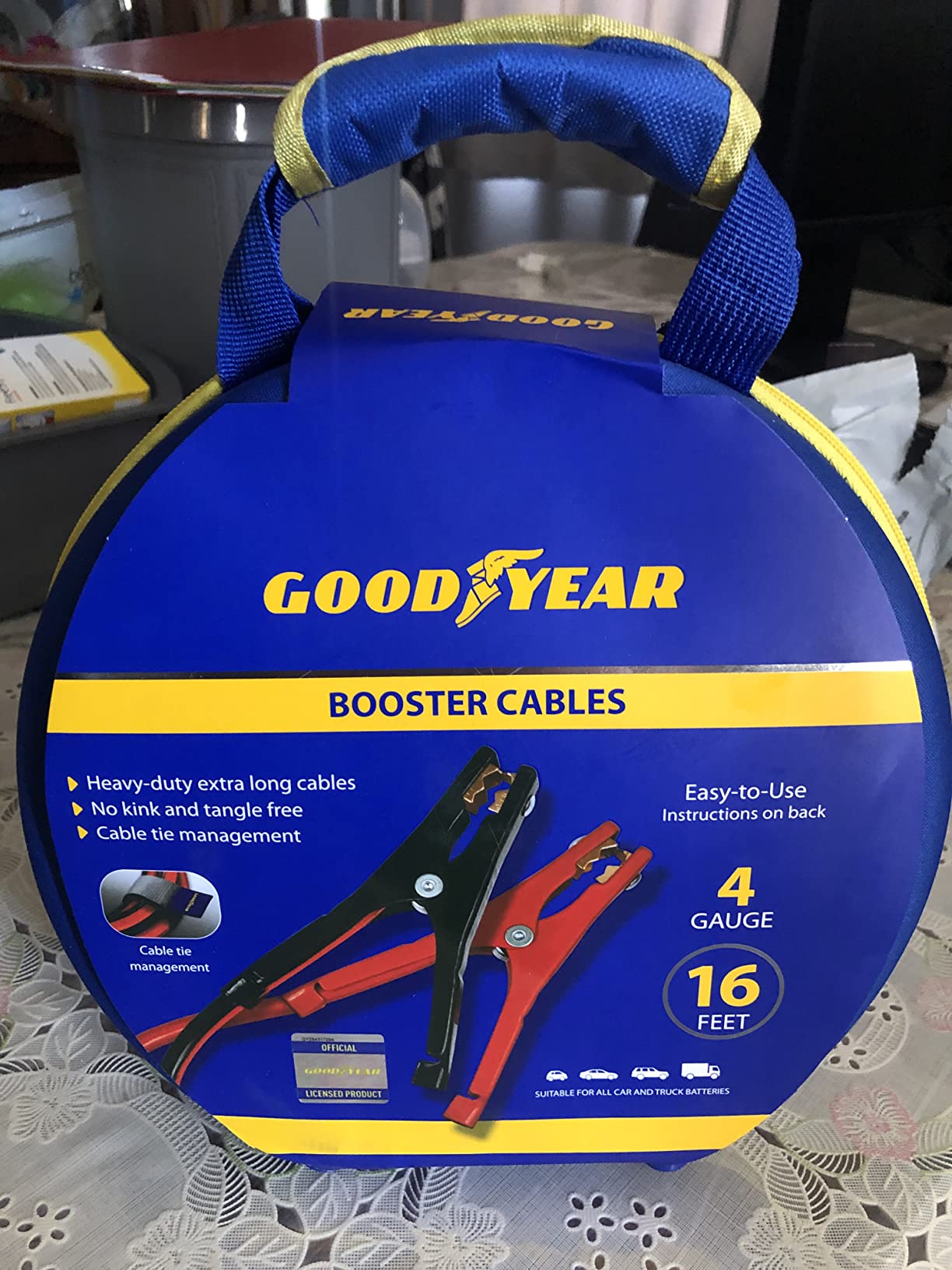 GOODYEAR Heavy Duty Jumper Cables for Car Battery – 4 Gauge 16 ft Booster Cables with Carrying Case for Cars, Trucks, SUVs, Emergency Roadside Kit - Customer Photo 1