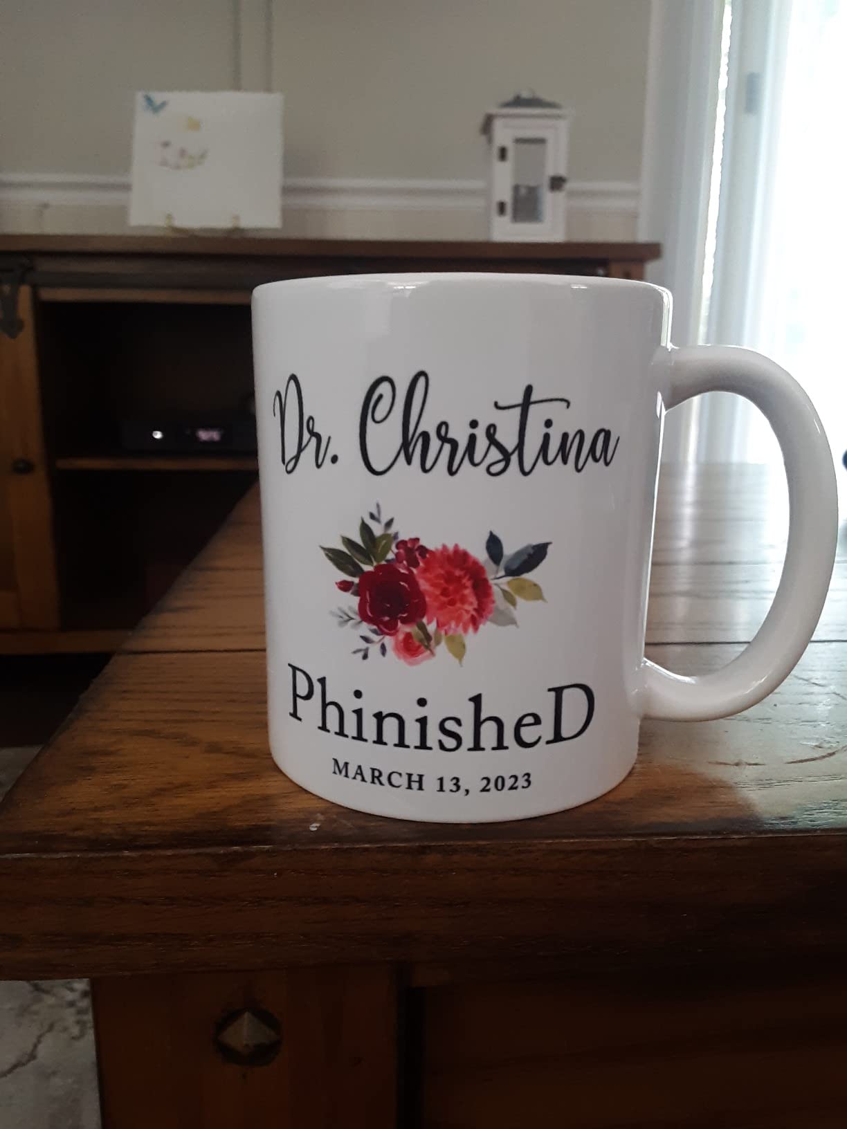 Andaz Press Personalized Custom 11oz. PhD Graduation Coffee Mug Gift, Dr. Phinished, 1-Pack Cups for Graduates Students Class of Doctorate Grad Diploma Class of 2025 Graduation Mug PhD Cup PhD Gifts - Customer Photo 3