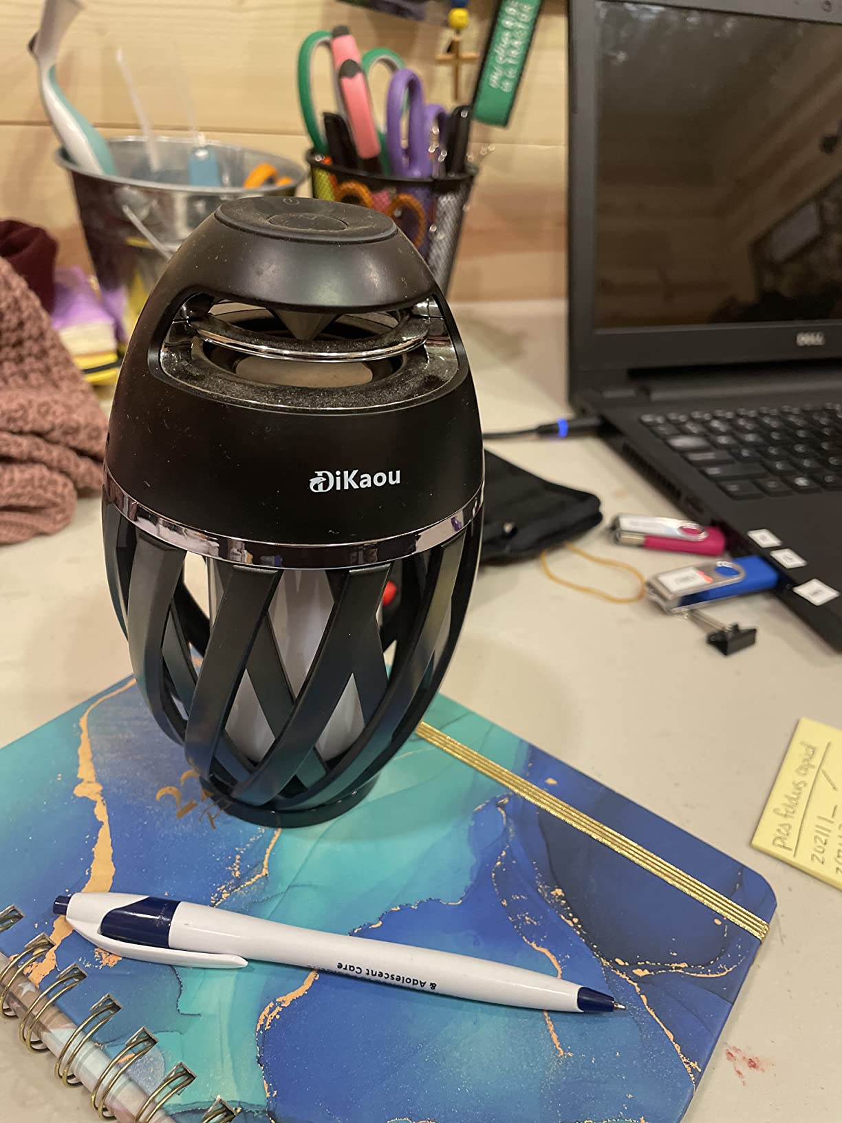 LED Flame Outdoor Table Lamp Torch Table Lamp with Blutooth Speaker, Rechargeable Ambience Lantern with Flickers Warm Light for Patio/Porch/Home Decor - Customer Photo 2