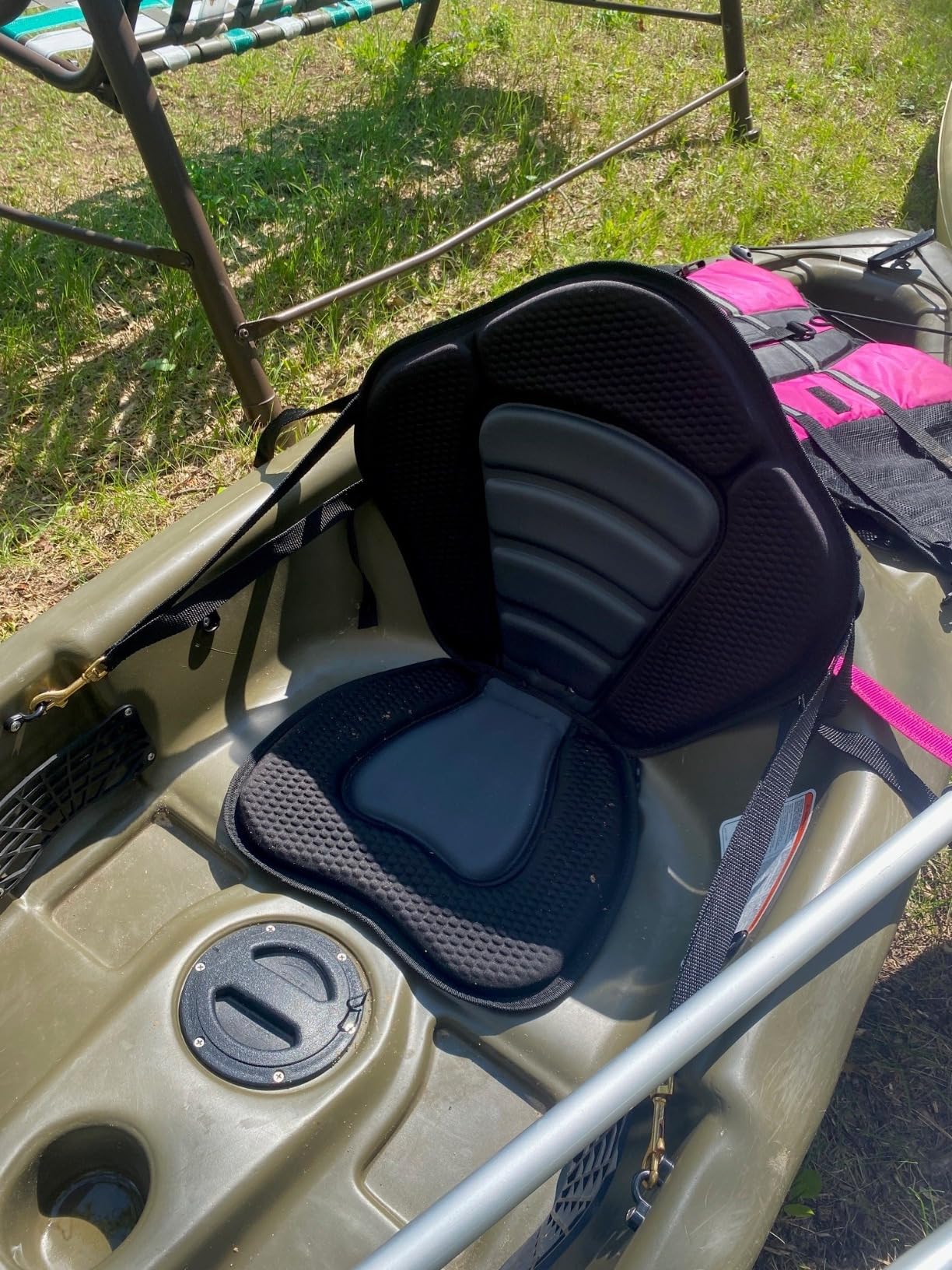 2 Pack of Kayak Seat Deluxe Padded Canoe Backrest Seat Sit On Top Cushioned Back Support SUP Paddle Board Seats with Detachable Storage Bag 4 Adjustable Straps - Customer Photo 1