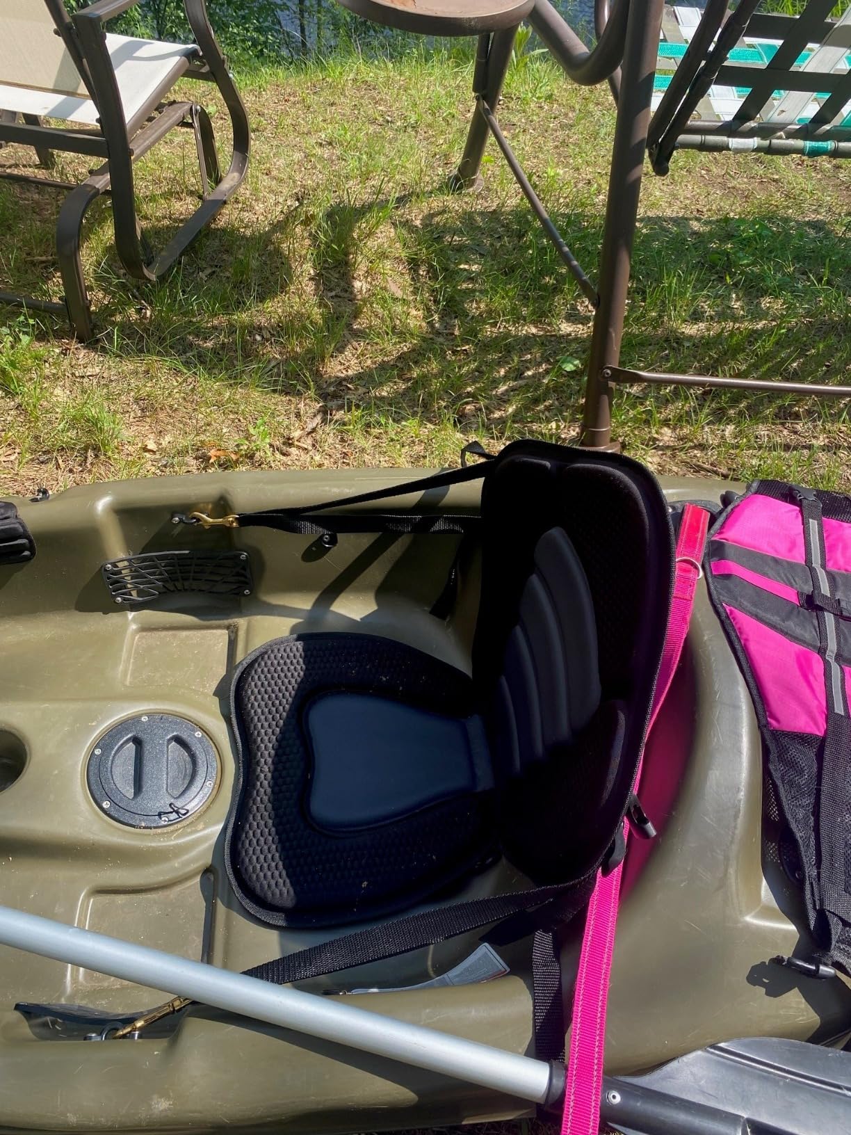 2 Pack of Kayak Seat Deluxe Padded Canoe Backrest Seat Sit On Top Cushioned Back Support SUP Paddle Board Seats with Detachable Storage Bag 4 Adjustable Straps - Customer Photo 2