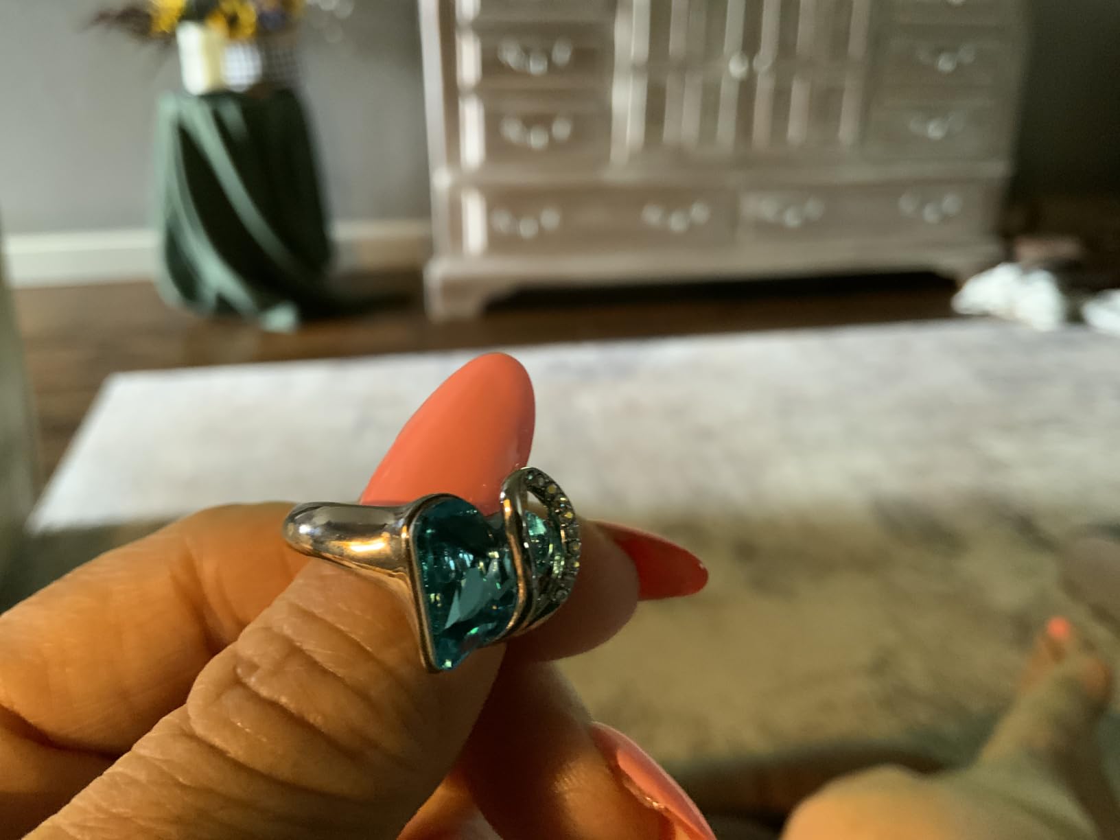 Leafael Infinity Love Women's Adjustable Crystal Heart Ring with Birthstone Crystals Healing Stones, Jewelry Gifts for Women, Birthdays Valentine's Day Mother's Day, Silver-Tone, Open End, Size 6.5-8 - Customer Photo 2