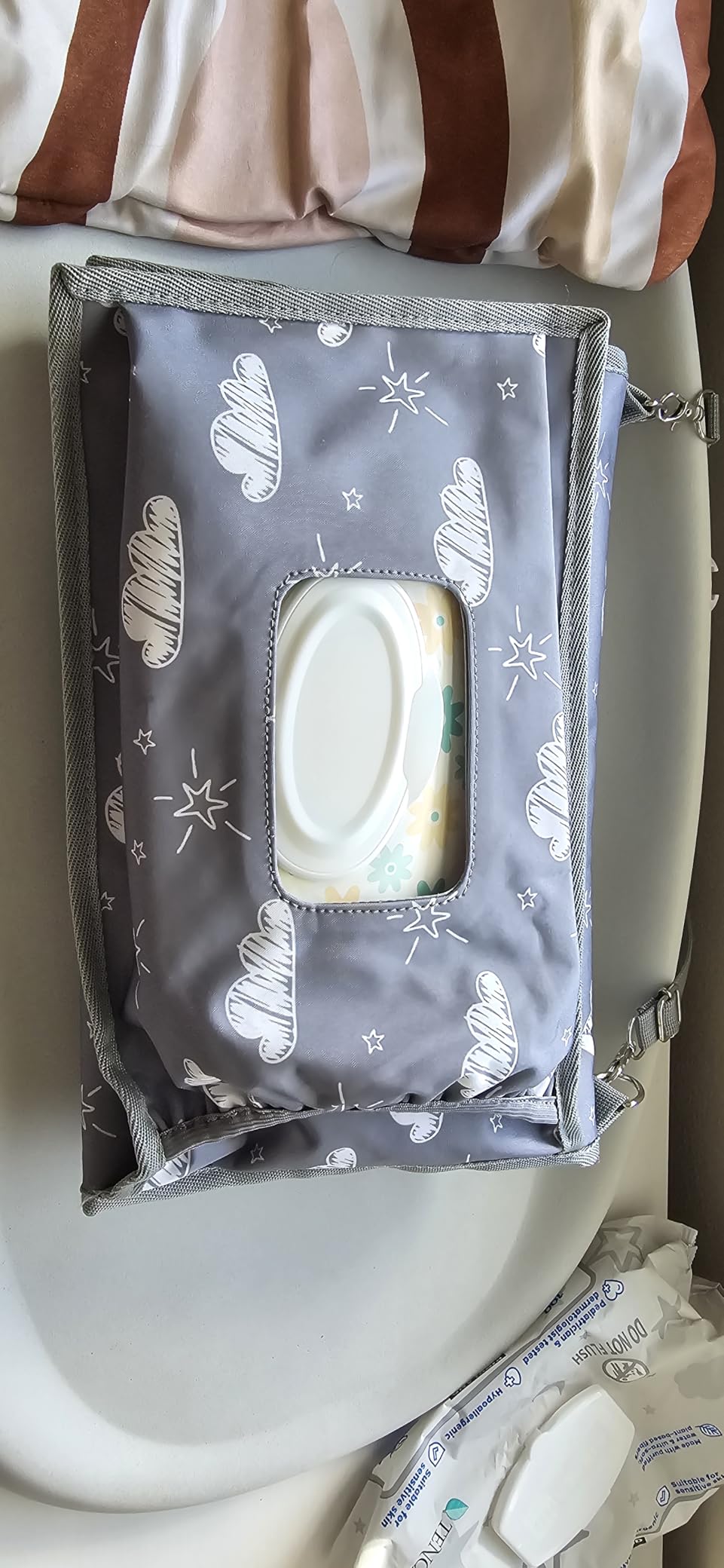 Kopi Baby Portable Diaper Changing Pad - Baby Diaper Changer Travel Bag with Wipes Pocket, Smart Design Portable Changing Mat, Infant Travel Station Kit, Gift for Newborn Girl & Boy - Grey, Classic - Customer Photo 2
