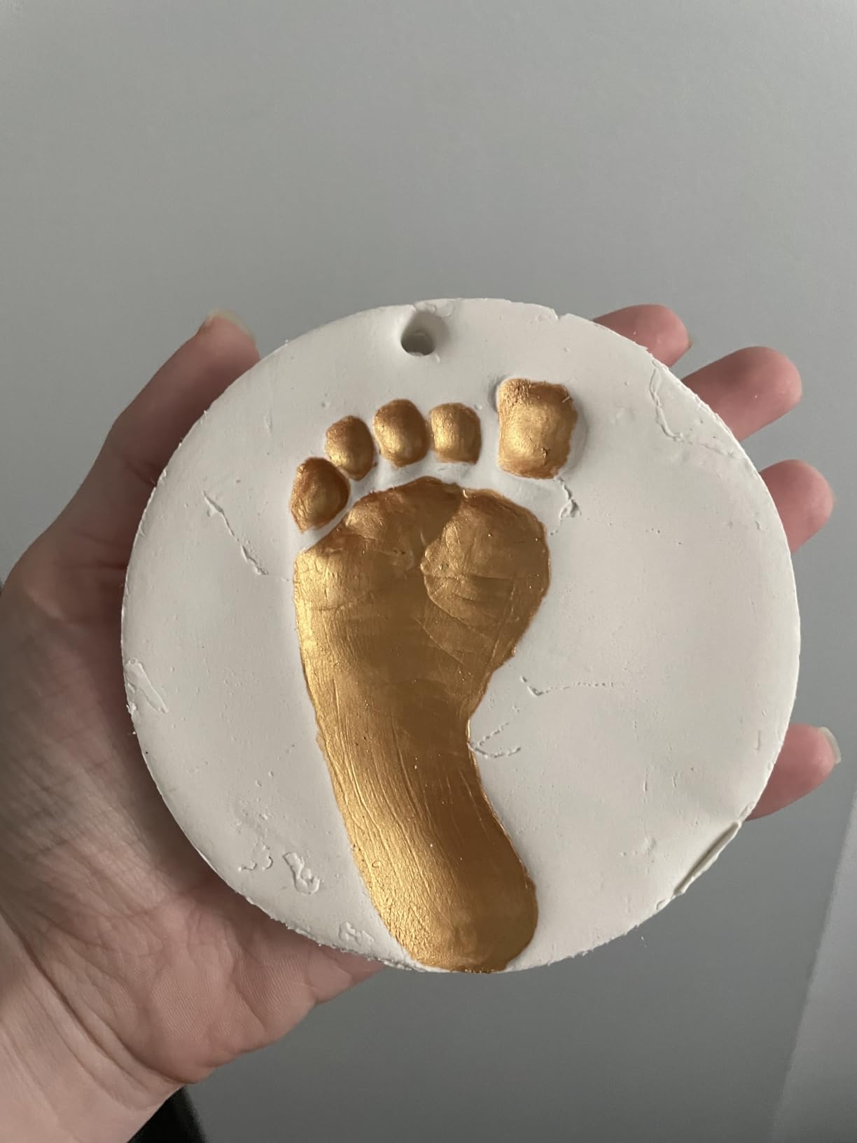 Baby Hand and Footprint Kit Girls, Boys - Personalized Baby's First Christmas Ornament Kit, Newborn Christmas Gifts for New Mom, Cute Shower Gifts, Easy to Use Handprint Ornaments(Gold Paint, Cherish) - Customer Photo 1