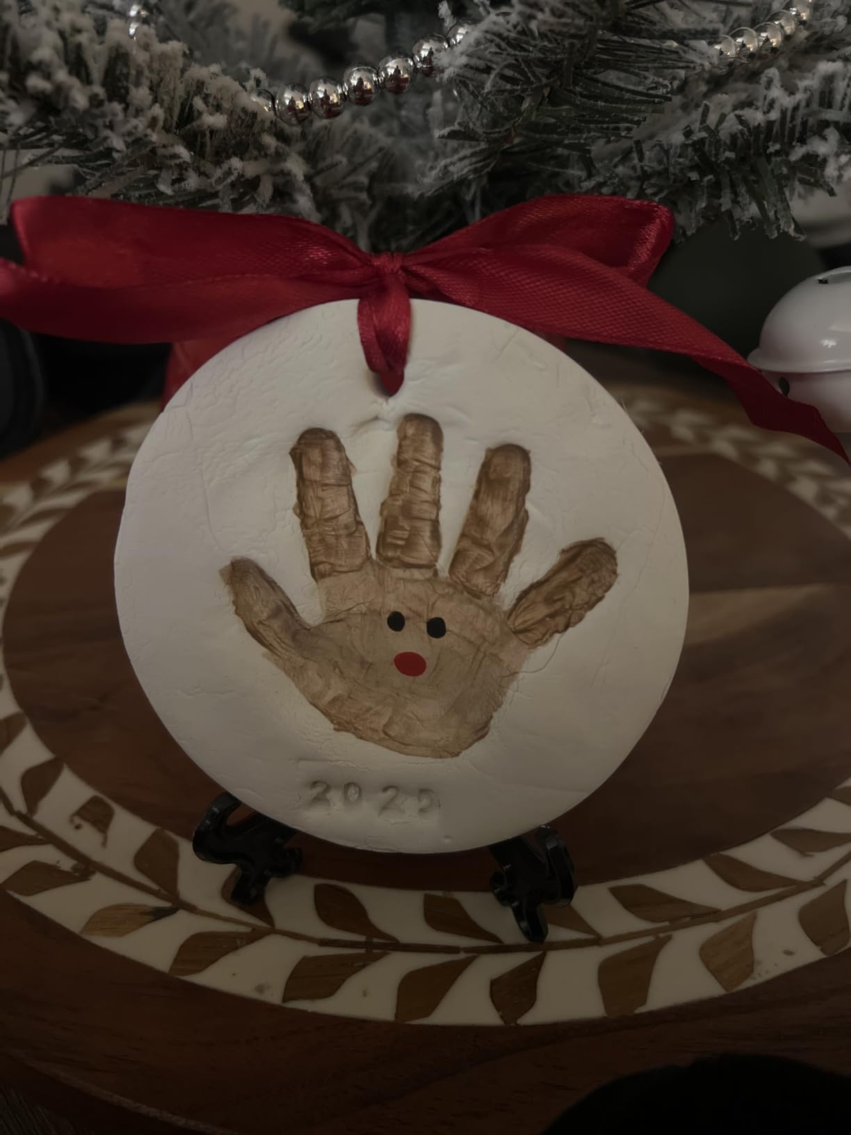 Baby Hand and Footprint Kit Girls, Boys - Personalized Baby's First Christmas Ornament Kit, Newborn Christmas Gifts for New Mom, Cute Shower Gifts, Easy to Use Handprint Ornaments(Gold Paint, Cherish) - Customer Photo 2