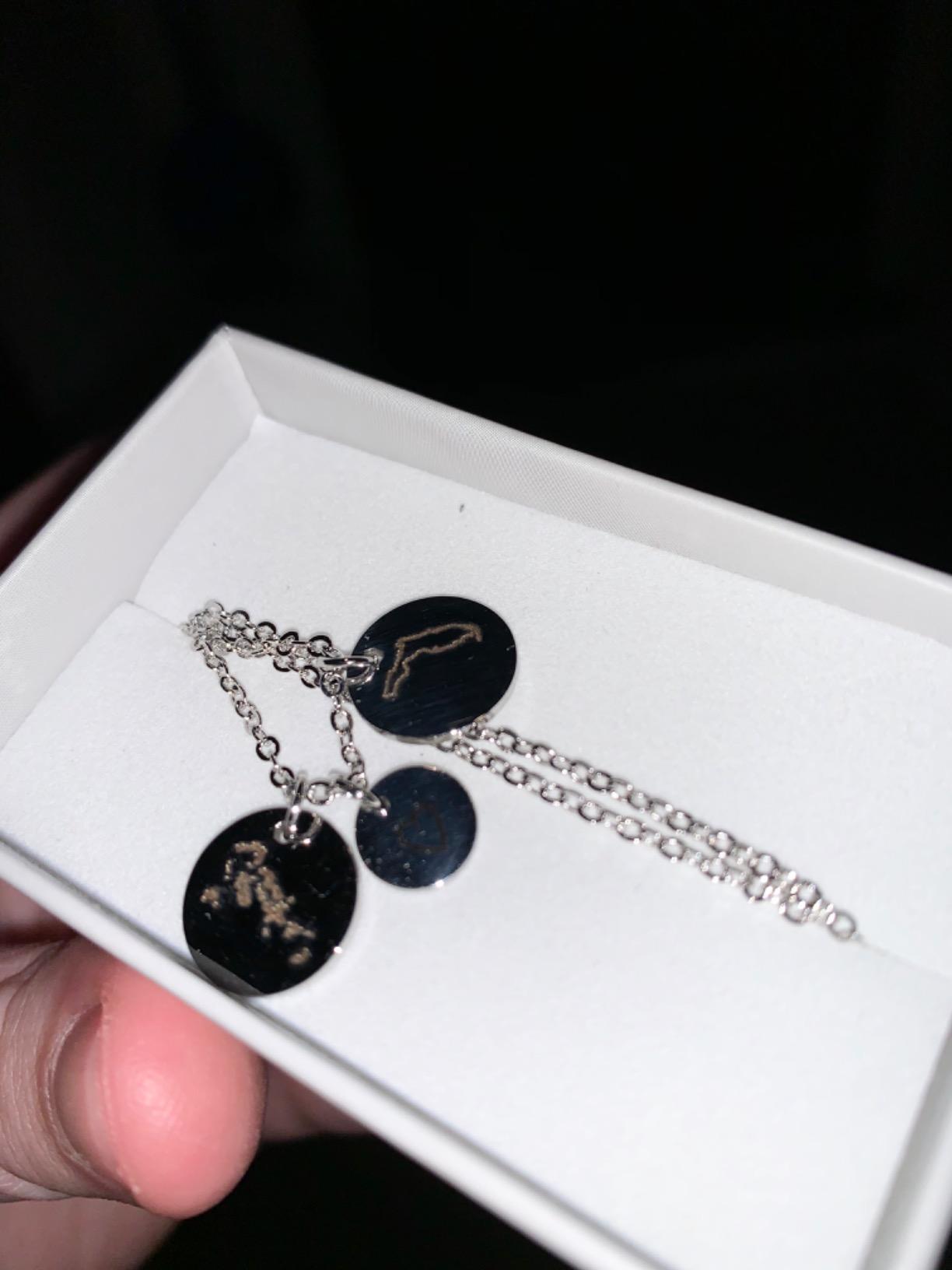 Best Friend Necklace Long Distance Friendship Custom Two State Jewelry, Gifts for Women, Mother Daughter Relationship - Customer Photo 2