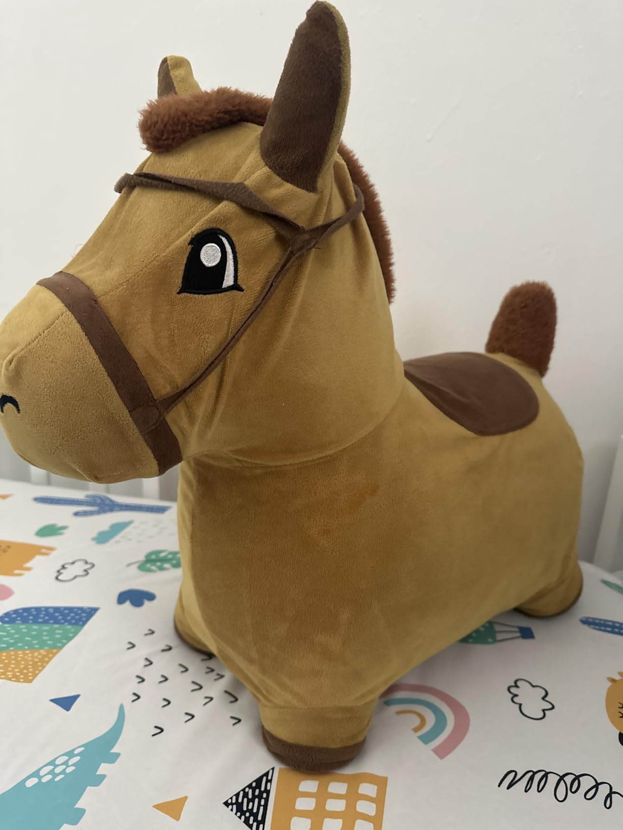 iPlay, iLearn Bouncy Pals Hopping Unicorn Horse, Toddler Girl Inflatable Bouncing Animal Hopper Toy, Outdoor Indoor Plush Ride on Bouncer, Baby Birthday Gift 18 Month 2 3 4 Year Old Kid - Unicorn - Customer Photo 1