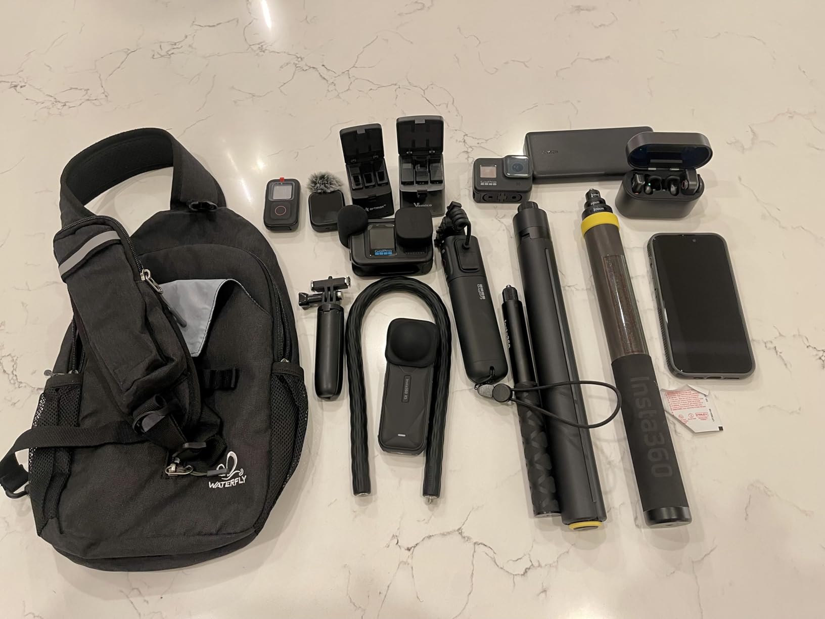 WATERFLY Crossbody Sling Backpack Sling Bag Travel Hiking Chest Bag Daypack (Black) - Customer Photo 1