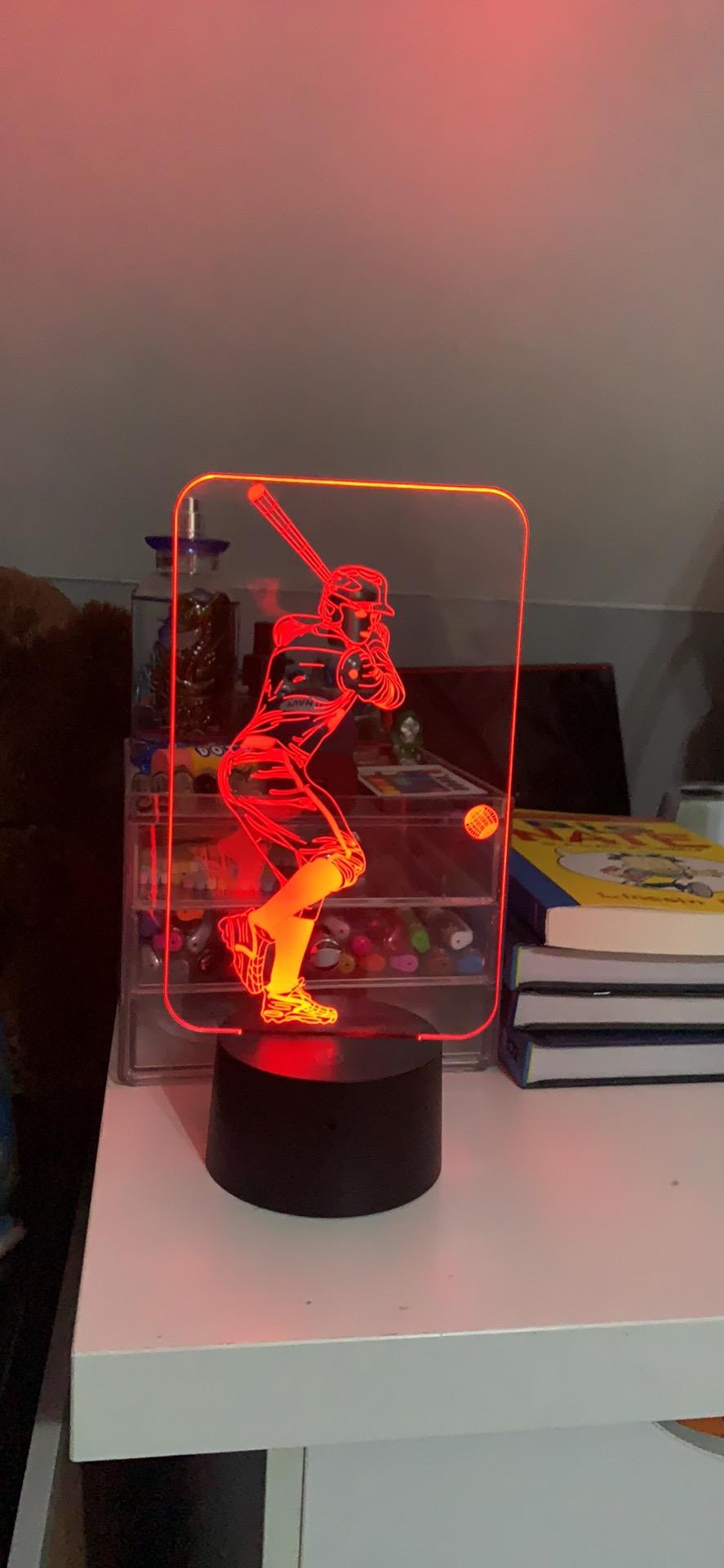 FULLOSUN Baseball 3D Night Light, Sport Gifts Bedside Lamp for Xmas Holiday Birthday Gifts for Baseball Fan with Remote Control 16 Colors Changing + 4 Changing Mode + Dim Function - Customer Photo 1