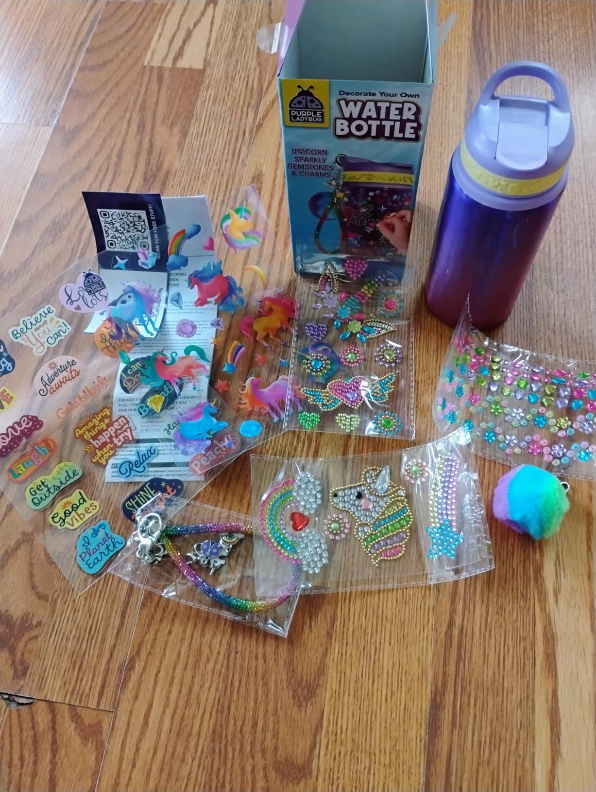 PURPLE LADYBUG Decorate Your Own Water Bottle Kit for Girls - Gifts for Ages 5 6 7 8 9 10 Year Old Girl Birthday, Girl Christmas Gifts Unicorn Toys Crafts Kids Ages 6-12 - Customer Photo 1