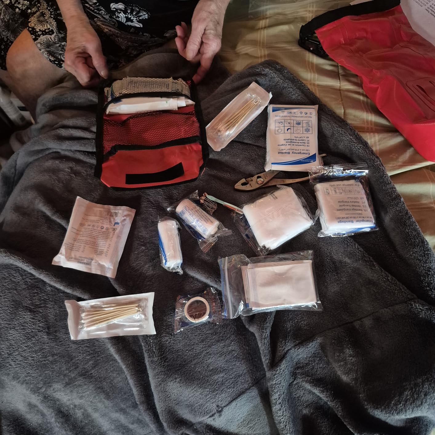 Waterproof First Aid Kit Roll Top Boat Emergency Kit with Waterproof Contents for Fishing Kayaking Boating Swimming Camping Rafting Beach Red - Customer Photo 2