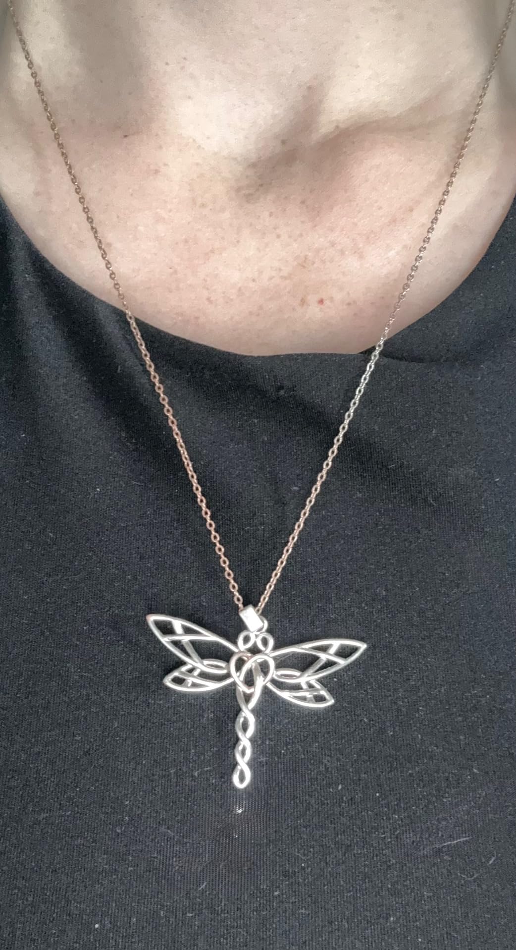 MANBU Sterling Silver Dragonfly Necklace Bracelet for Women Celtic Infinity Dragonfly Pendant Christmas Jewelry Gifts for Nature Lovers - Customer Photo 1