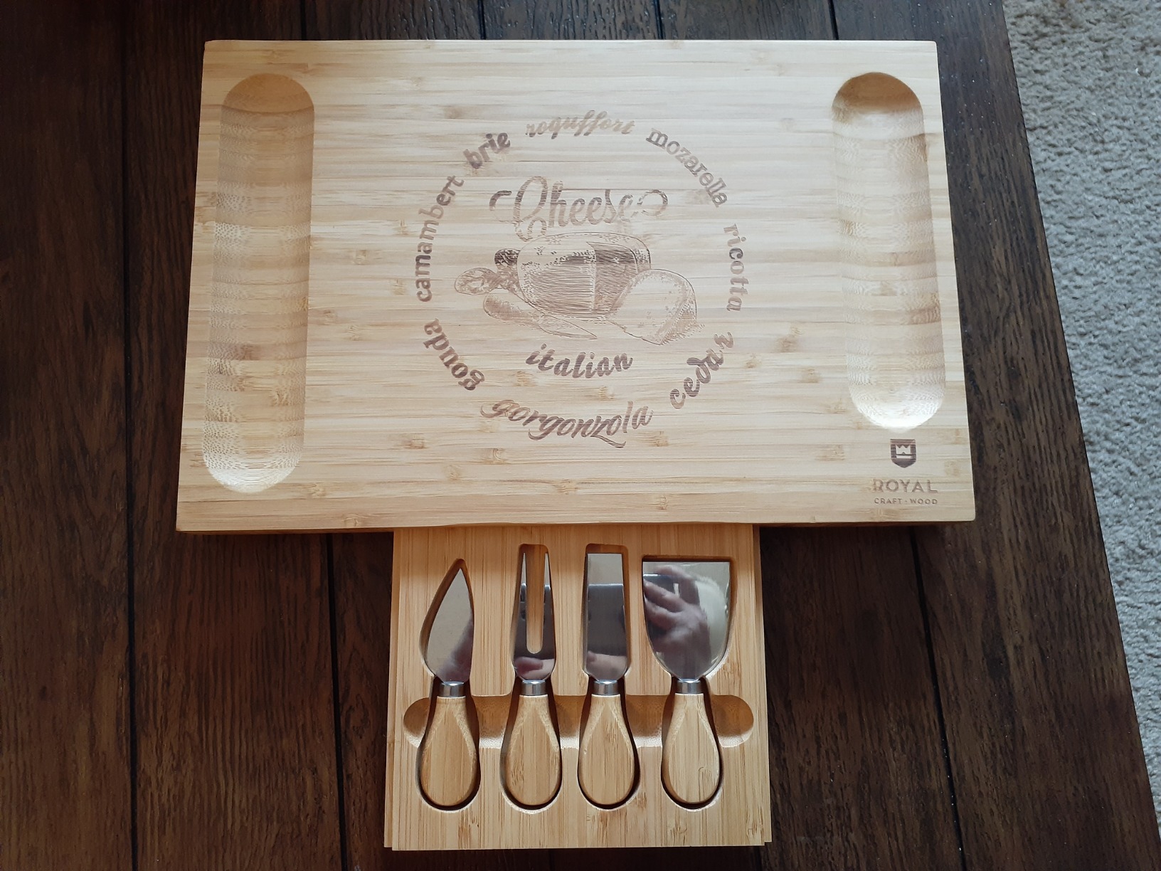 ROYAL CRAFT WOOD Premium Bamboo Charcuterie Board Set - Cheese Platter & Serving Tray & Serving Utensils - Perfect Housewarming Gift, Wedding, Bridal Shower Gift - Ideal for Entertaining and New Home - Customer Photo 2