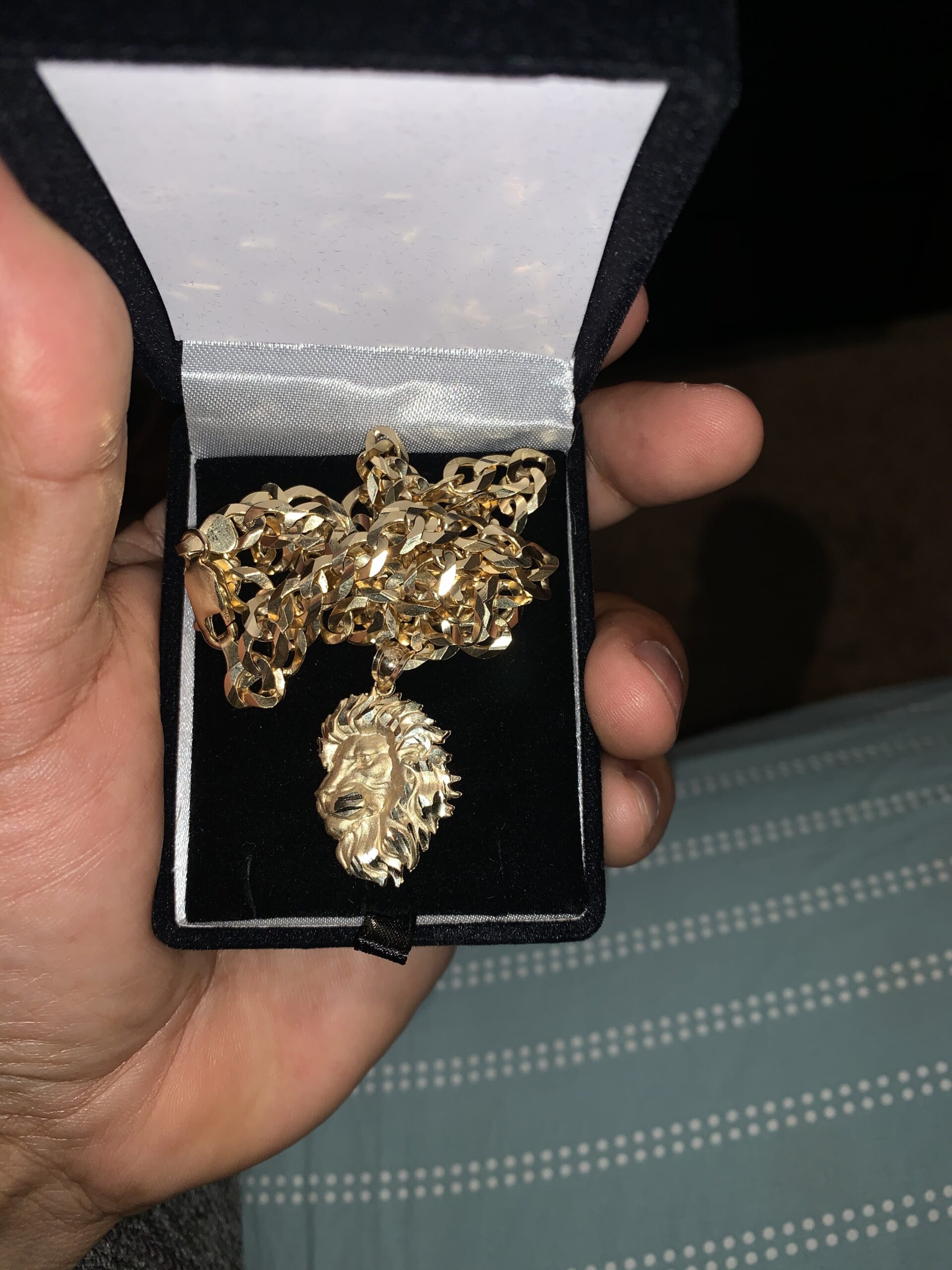 LA BLINGZ 14K Yellow Gold Satin Lion Head DC Leo Pendant (S/L) - Customer Photo 2