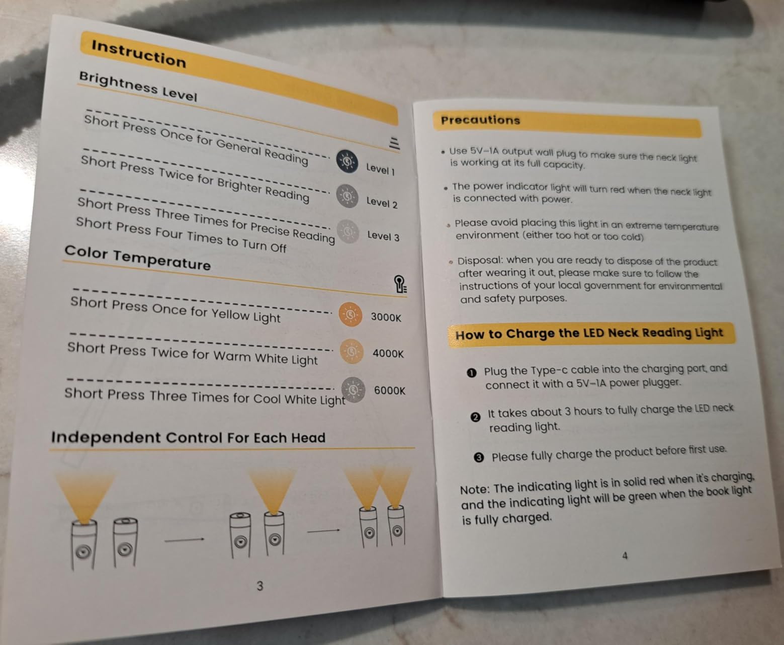 Glocusent Book Light, 3-Color & 6-Brightness Reading Light, Bendable Neck Light, 80-hr Lasting Rechargeable Book Light, Perfect Reading Lights for Books in Bed, Knitting, Repairing, Book Lovers Gifts - Customer Photo 1