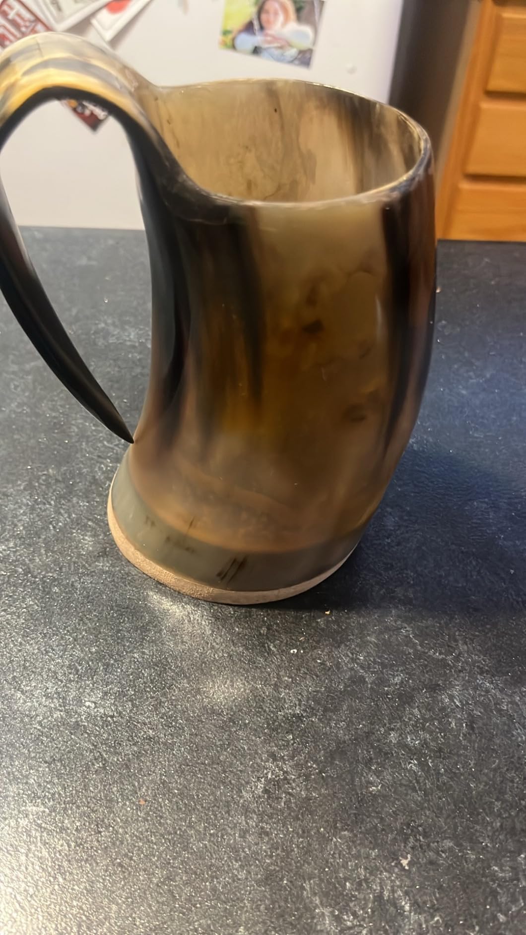 Viking Drinking Horn Mug - Unique Gifts for Men, 15-20 Oz Natural Ox Horn Cup & Cofee Stein | Cool Unique Gift for Brother or Dad, Home Decor Accessories | Shot Glasses for Beer, Ale, Mead, Whiskey - Customer Photo 1