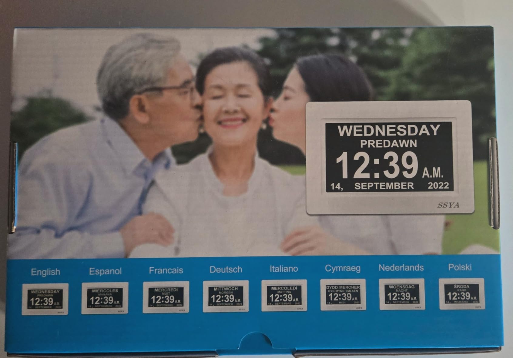 SSYA Digital Calendar Alarm Clock - Dementia Clocks for Seniors, Non-Abbreviated Memory Loss Clock with Date and Time for Elderly (White) - Customer Photo 1