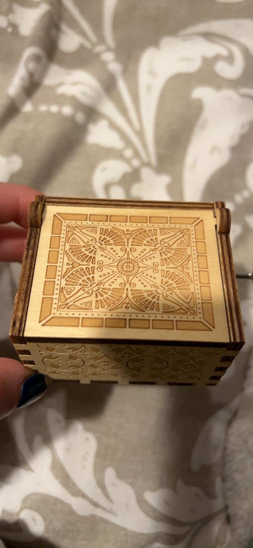 Music Box Hand Crank Engraved Musical Box-You are My Sunshine Mechanism Antique Vintage Gift to My Daughter from Dad(You are Braver Than) for Birthday Graduation - Customer Photo 2