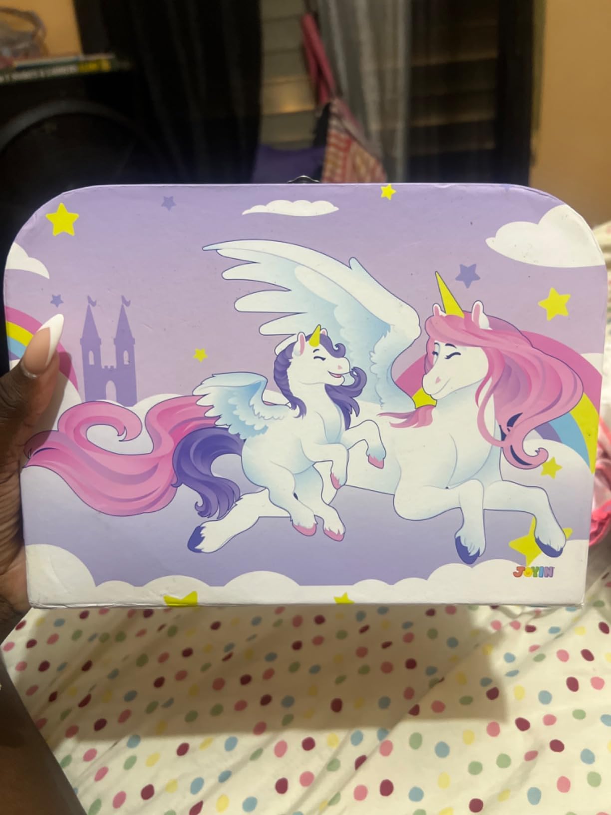 JOYIN Mermaid Tea Party Set for Little Girls, Pretend Tin Teapot Set, Princess Tea Time Play Kitchen Toy with Teapot, Cups, Plates, Carrying Case for Christmas Birthday Gifts Kids Toddlers Age 3 4 5 6 - Customer Photo 3