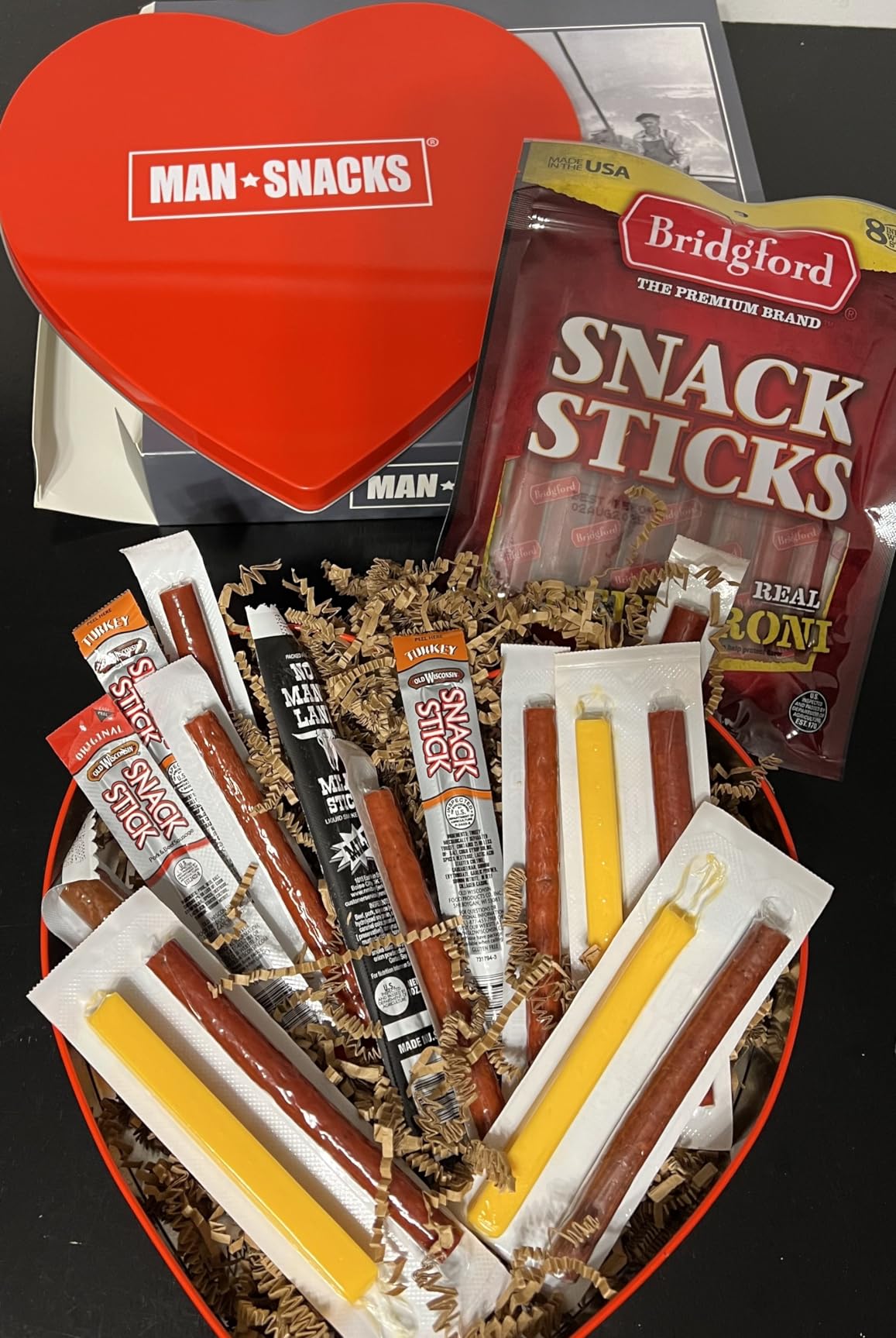 ManSnacks Deluxe Jerky Gift Basket for Men - Large Variety of Beef Jerky Sticks, Pepperoni Sticks, Cheese Stick, in a Manly Gift Box Customer Review ManSnacks Deluxe Jerky Gift Basket for Men - Large Variety of Beef Jerky Sticks, Pepperoni Sticks, Cheese Stick, in a Manly Gift Box - Customer Photo 1