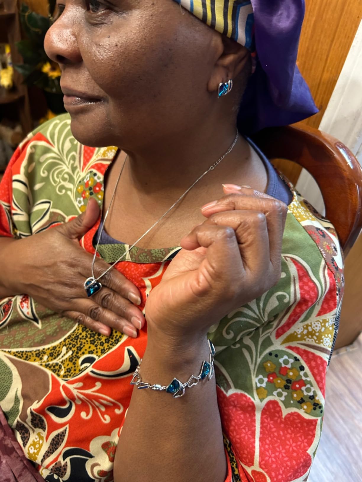 Earrings for Women, Mothers Day Gift for Mom, Heart Birthstone Crystal Stud Earring, Silver Plated Birthday Jewelry - Customer Photo 1