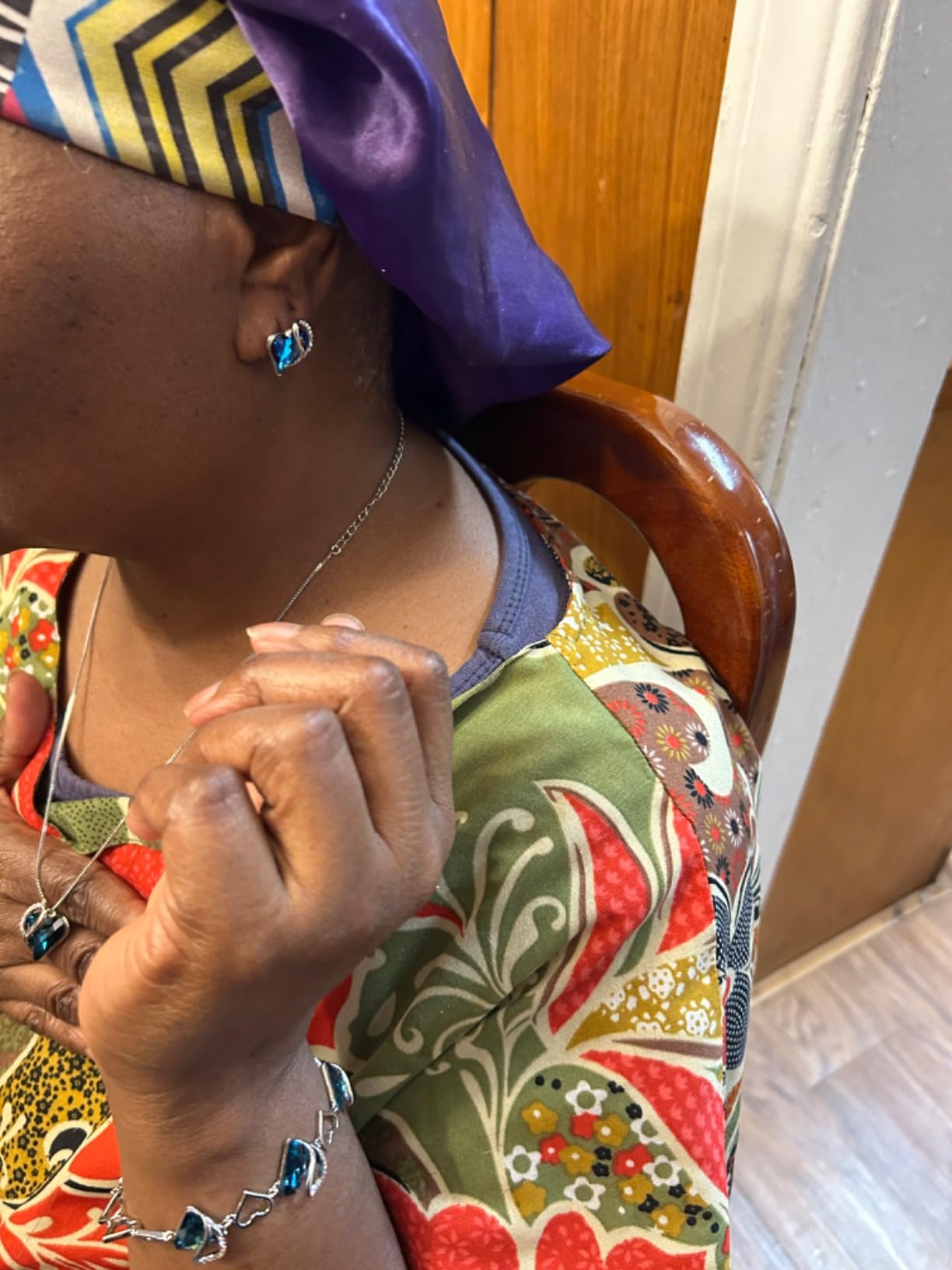 Earrings for Women, Mothers Day Gift for Mom, Heart Birthstone Crystal Stud Earring, Silver Plated Birthday Jewelry - Customer Photo 2