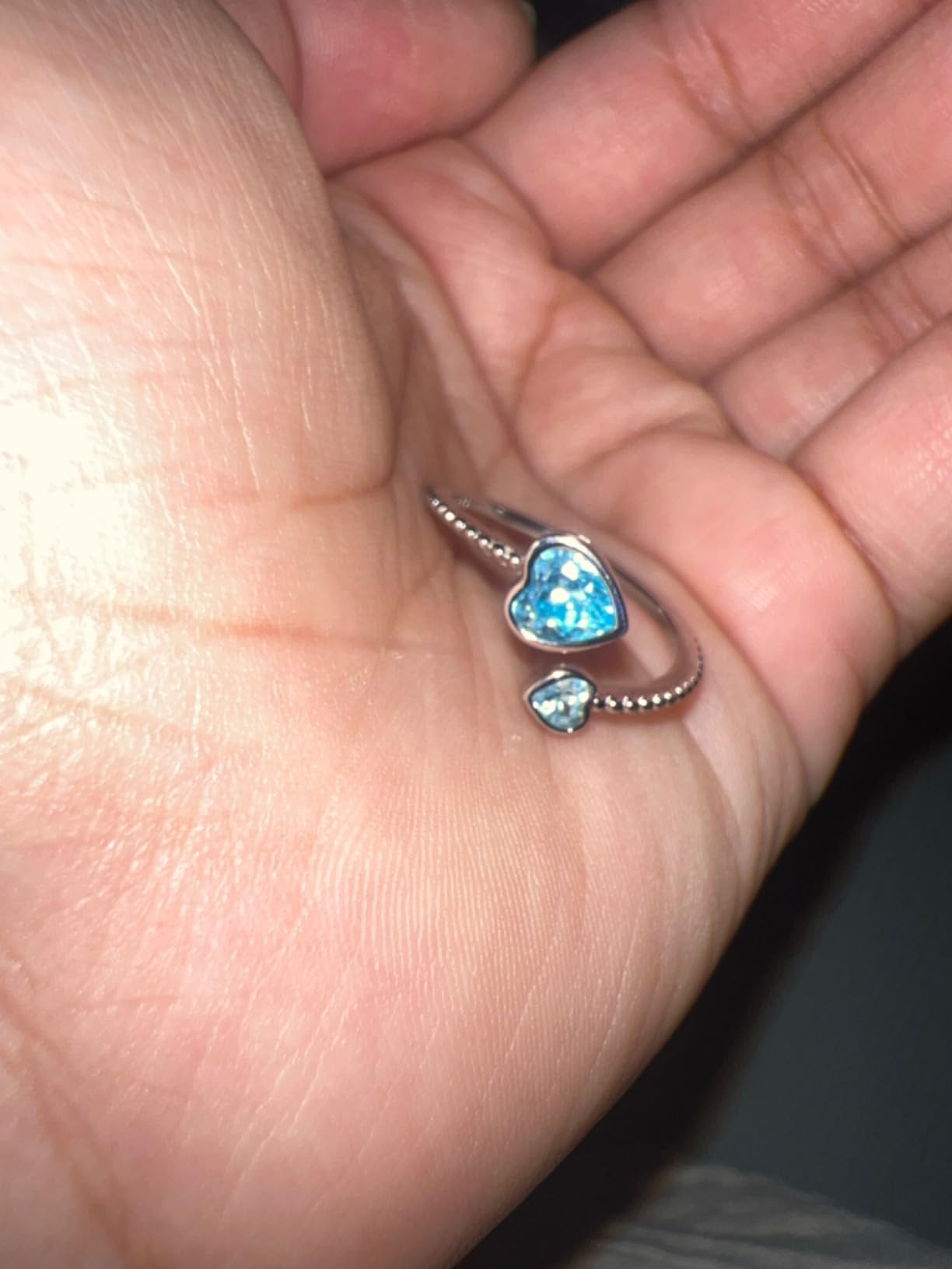 Step Forward 925 Sterling Silver Birthstone Rings for Women - Adjustable Open Heart Ring Constellation Month Band for Her Birthday Gifts Jewelry - Customer Photo 2