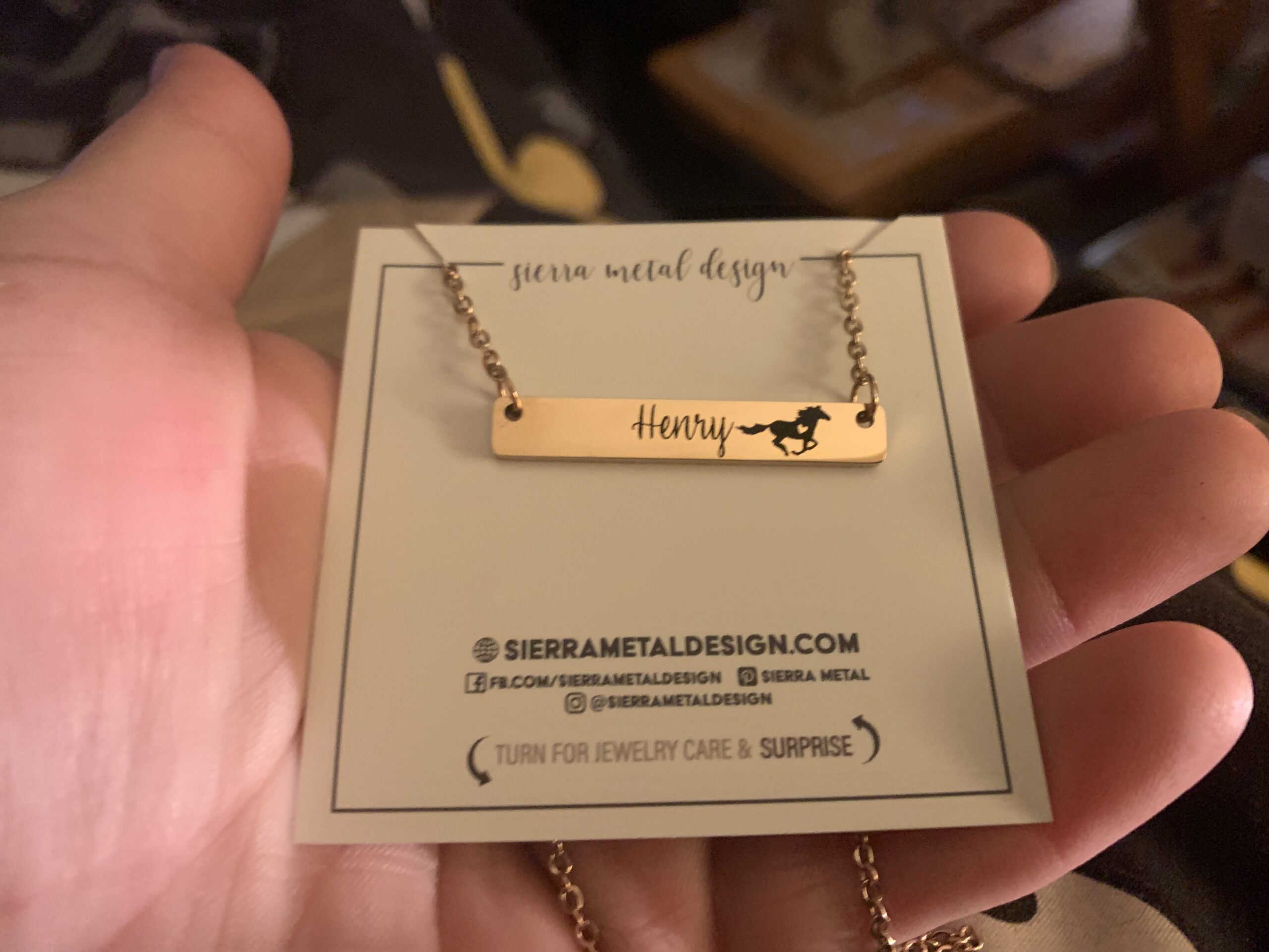 Personalized Name Horse Bar Necklace Horse Jewelry Personalize Bar Horse Name Necklace Personalized Necklace Jewelry Personalized Horse Necklace Lucy Celeste Necklace HORSE-BAR - Customer Photo 1