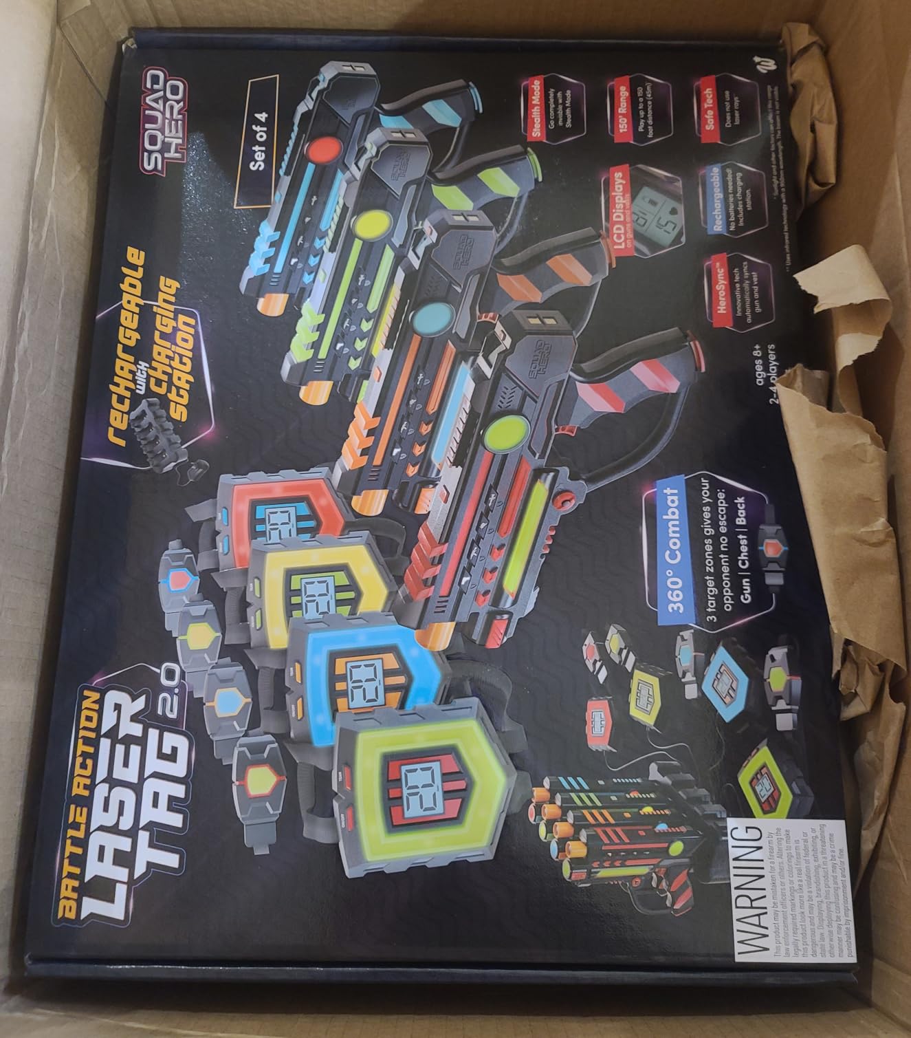 Squad Hero Rechargeable Laser Tag 360° Sensors + LCDs - Set of 4 - Easter Gift Ideas for Kids Teens and Adults Boys & Girls Family Fun - Cool Teenage Lazer Group Activity, Teen Gifts Ages 8+ Year Old - Customer Photo 1